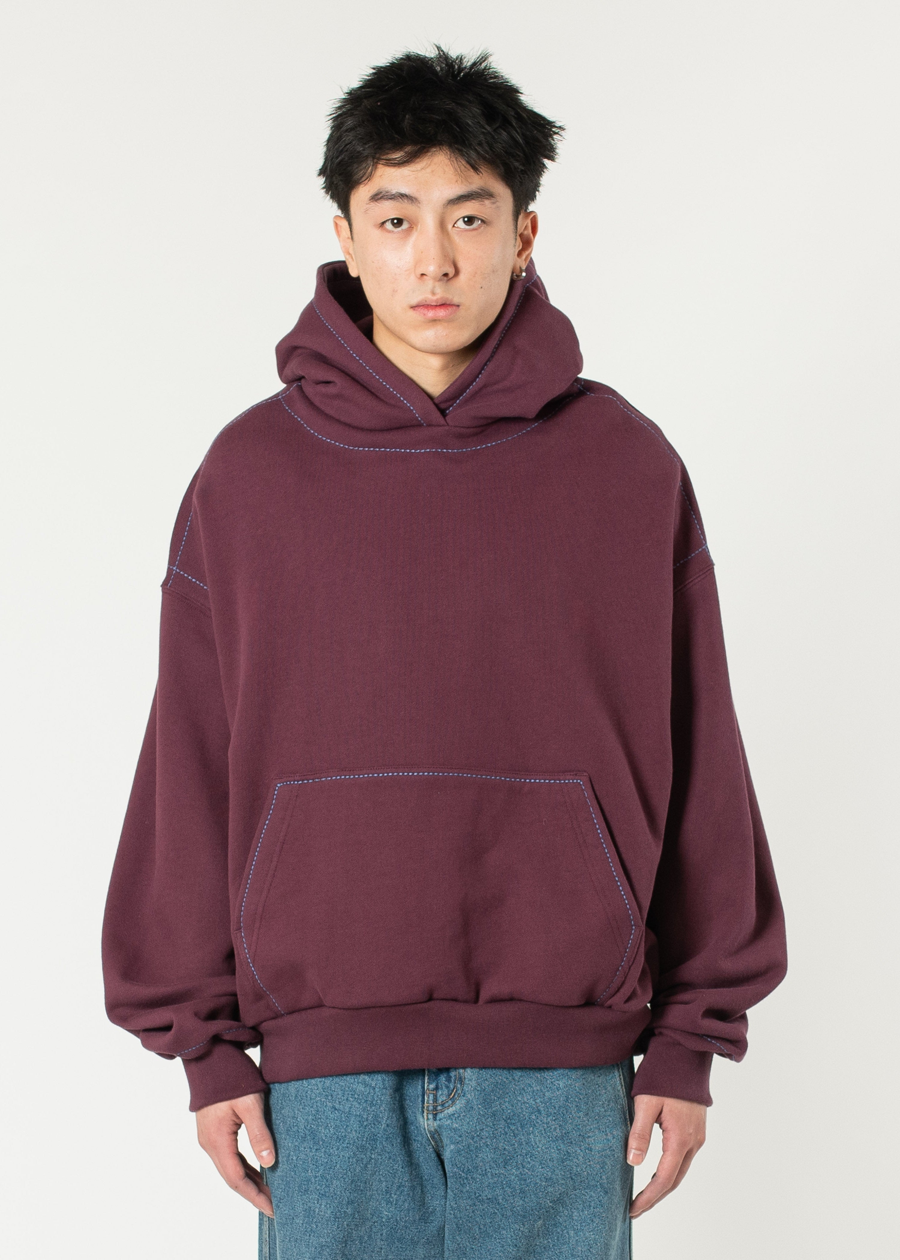 Cream Contrast Stitch Half Zip Cropped Sweat