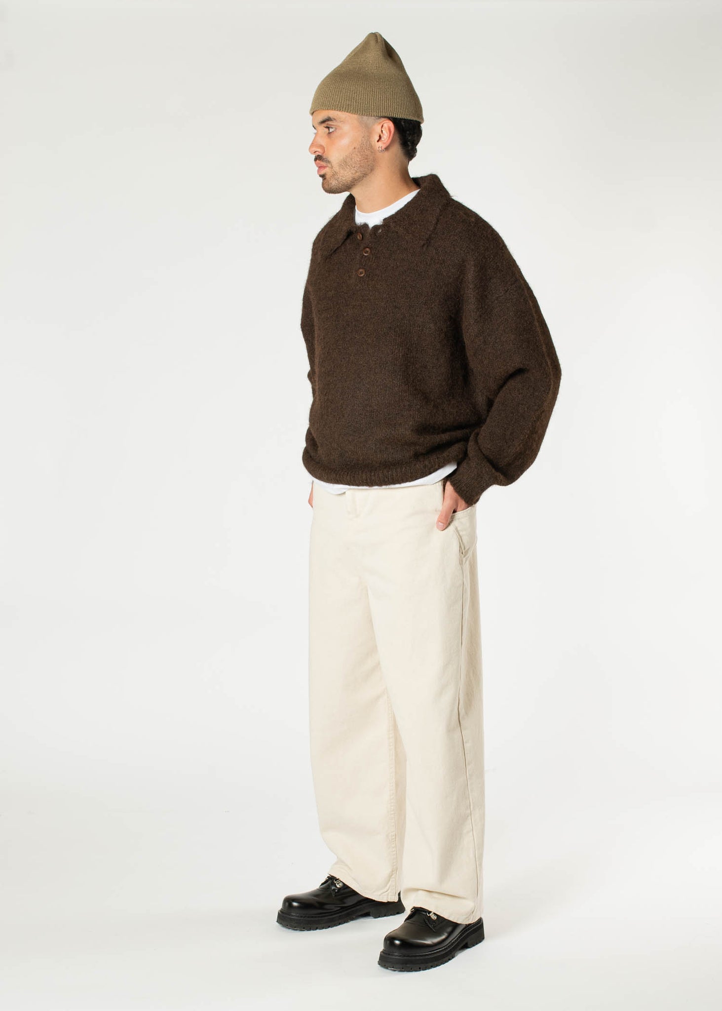 Three-button Polo Sweater