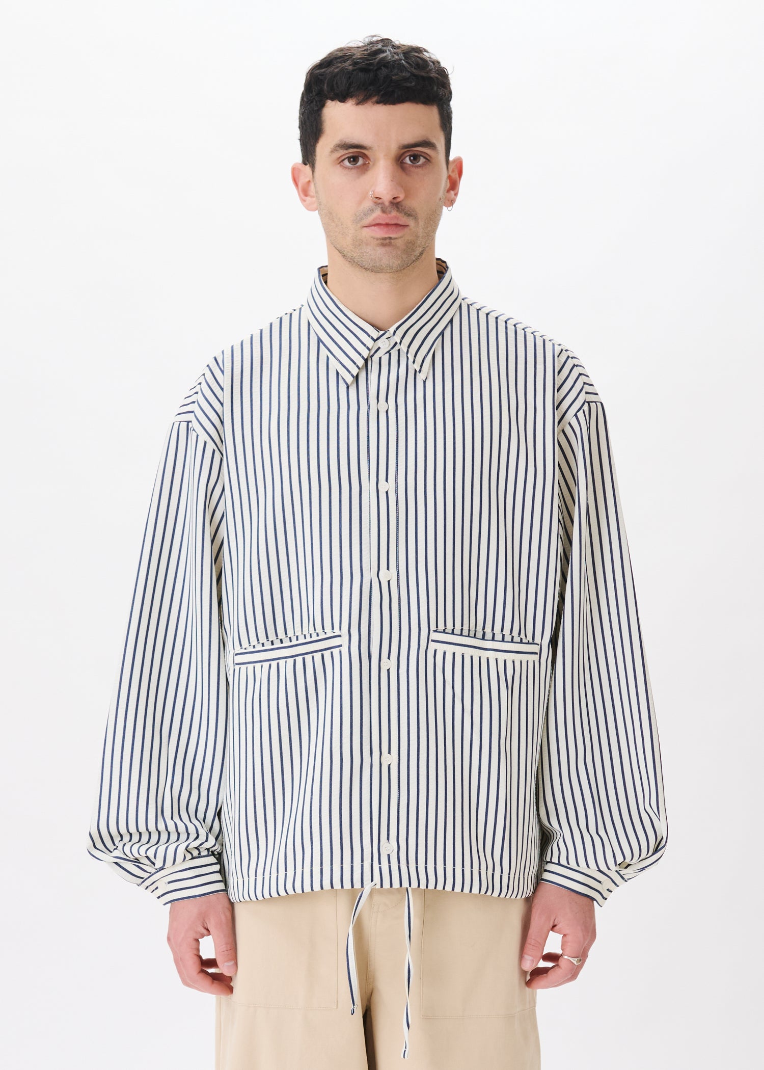 【RePlay】DOCKING OVERSIZE STRIPE SHIRT Oversized Stripe Shirt with Cascade Sleeves – 3.1 Phillip Lim
