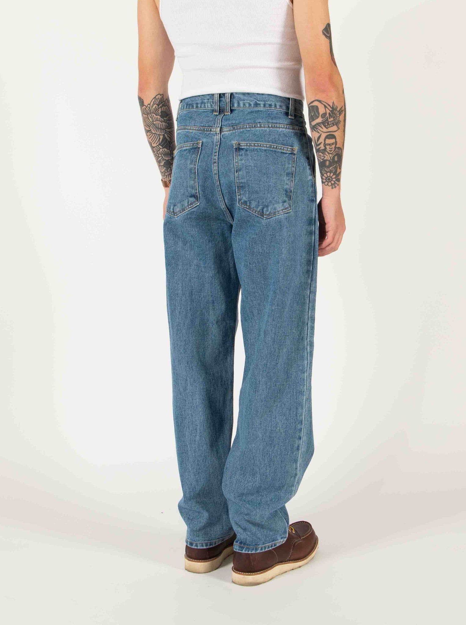 Pintuck Denim Straight Jeans