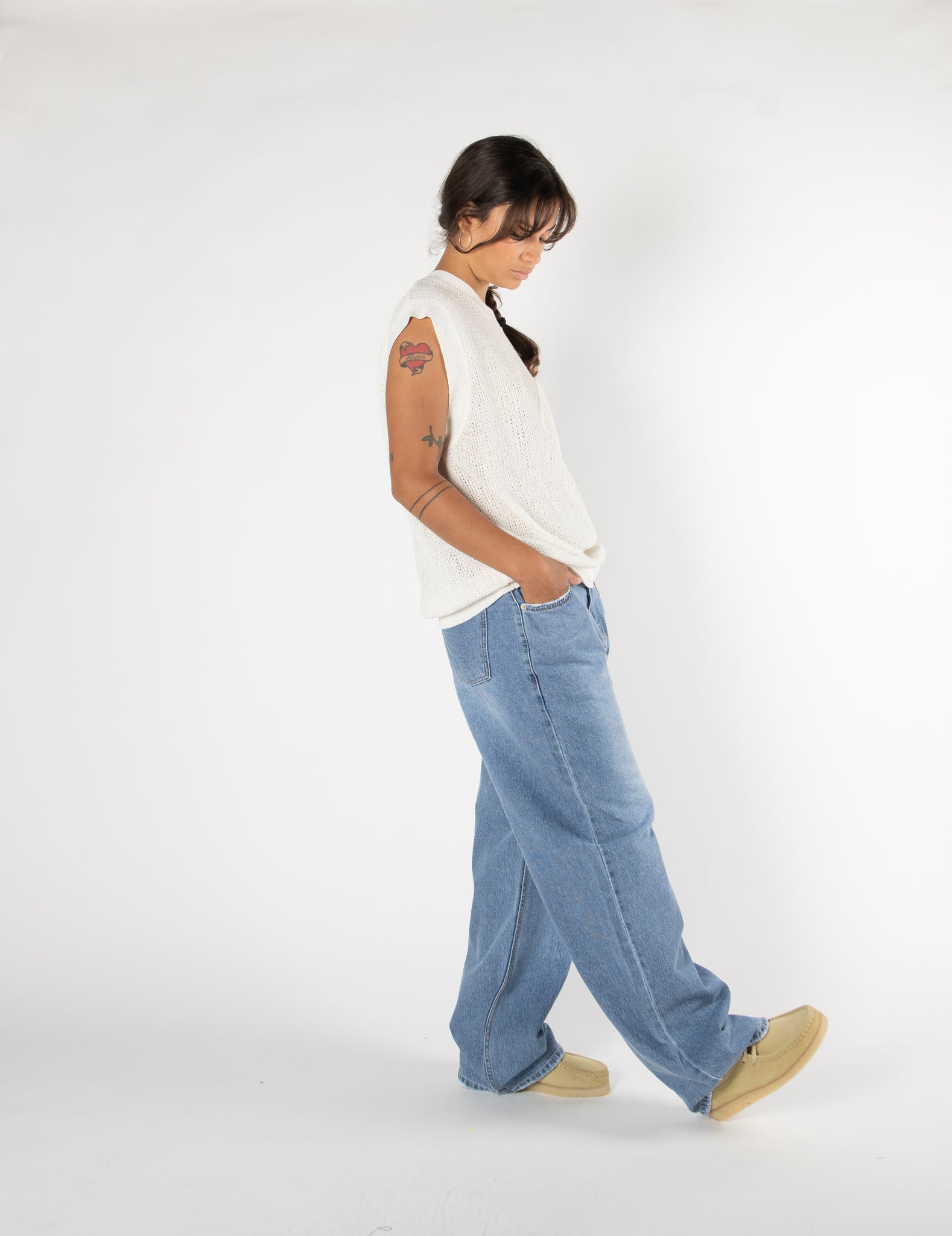 Side-button Denim Jeans