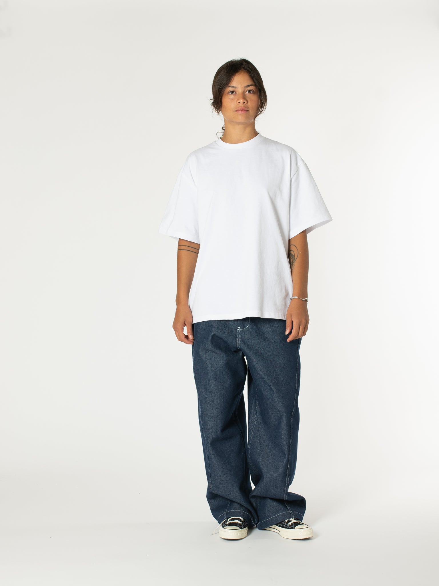 Raw Denim In-stitch Jeans [white stitch]
