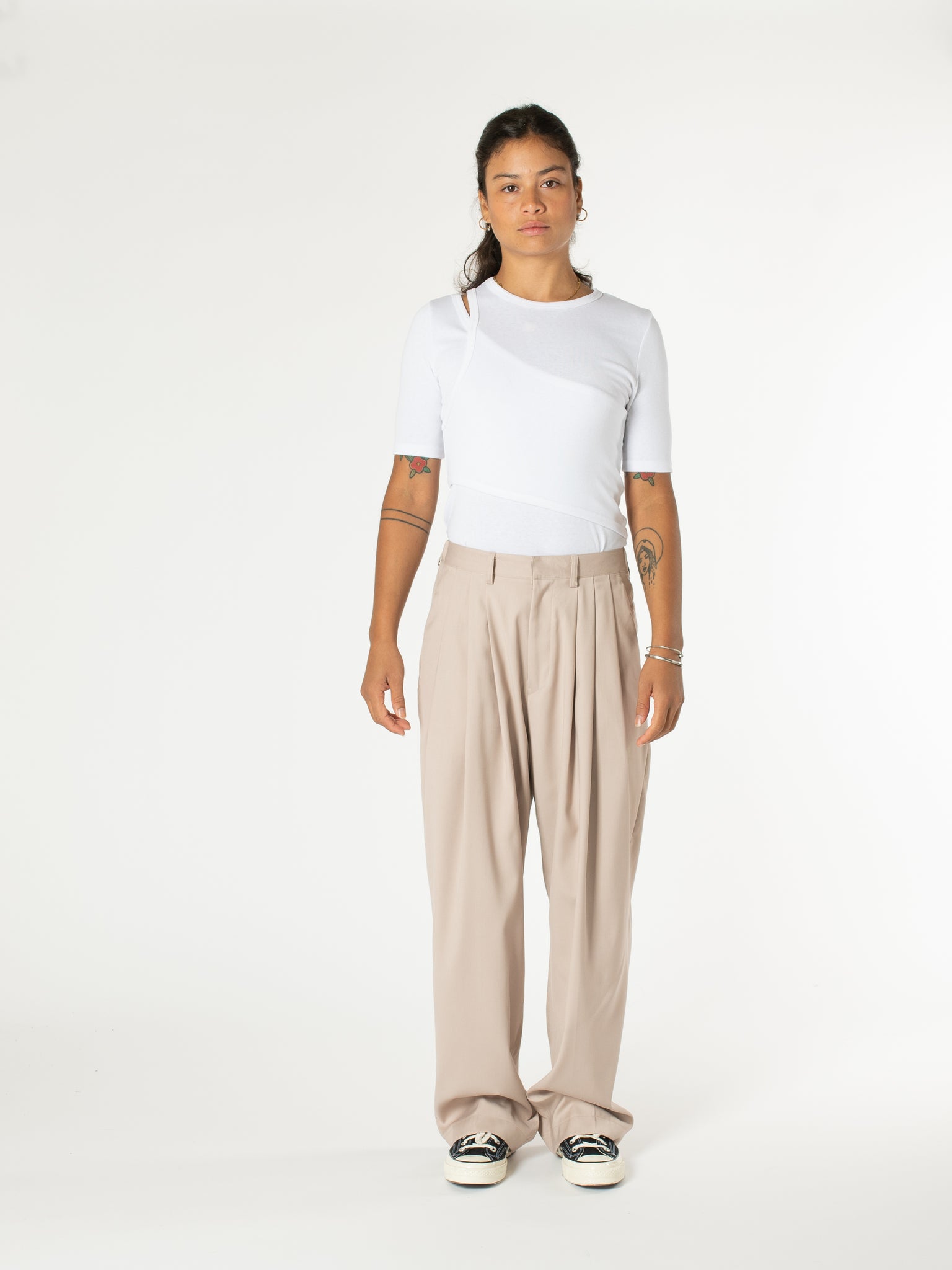Pantalon large plissé