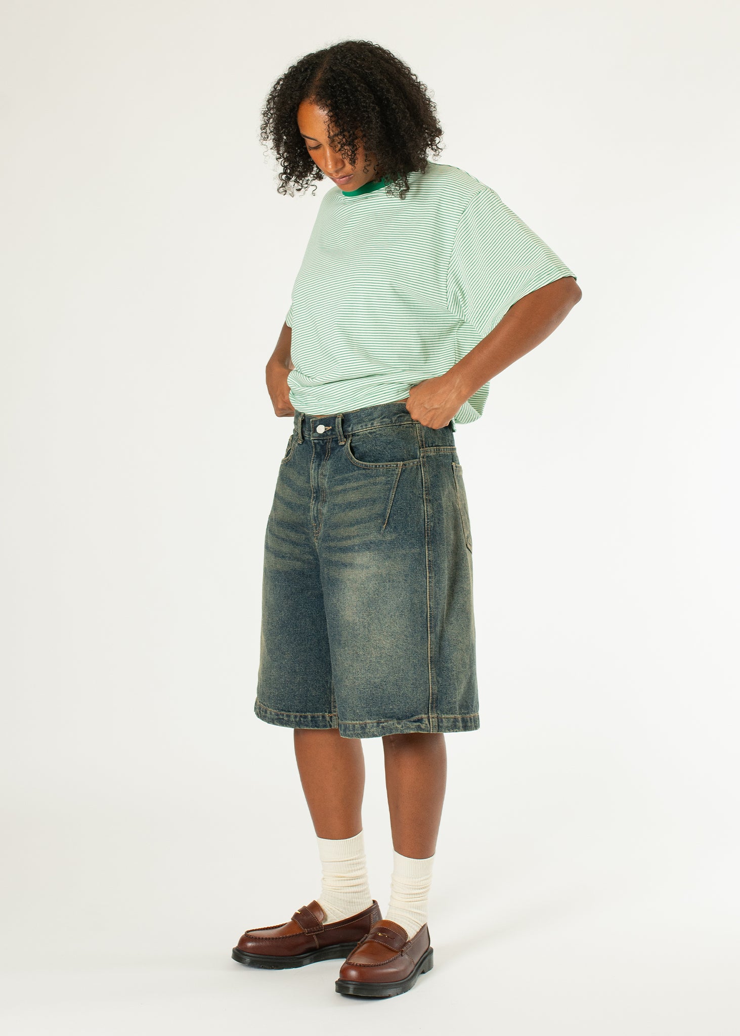 Short en jean à demi-pinces