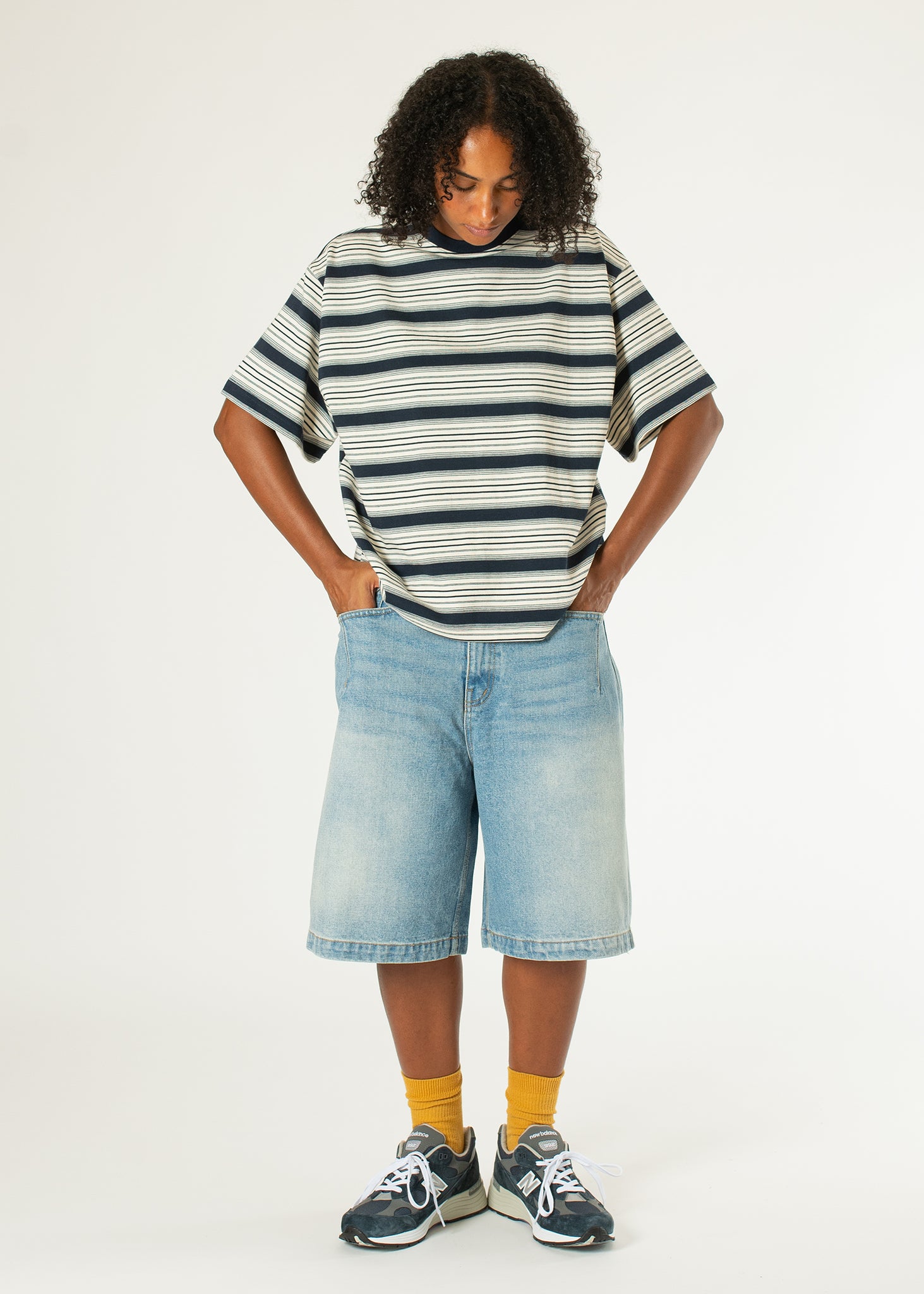 Short en jean à demi-pinces