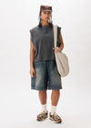 Short en jean à demi-pinces