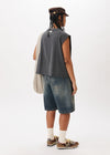 Short en jean à demi-pinces