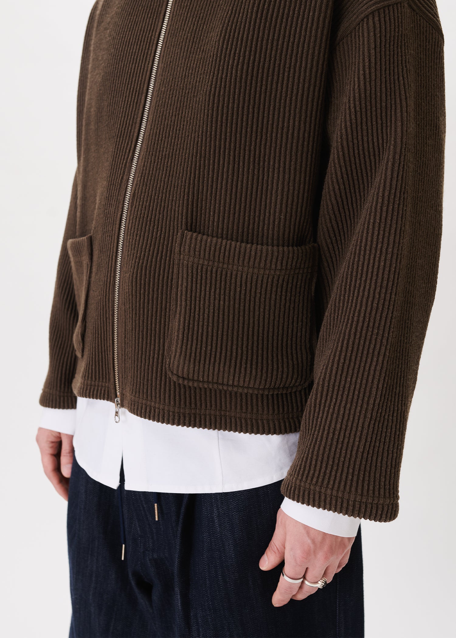 ンニット NKNIT KNIT blouson ニット／茶2 中古・古着通販】NKNIT (ンニット) KNIT blouson 24AW-N002 グレー