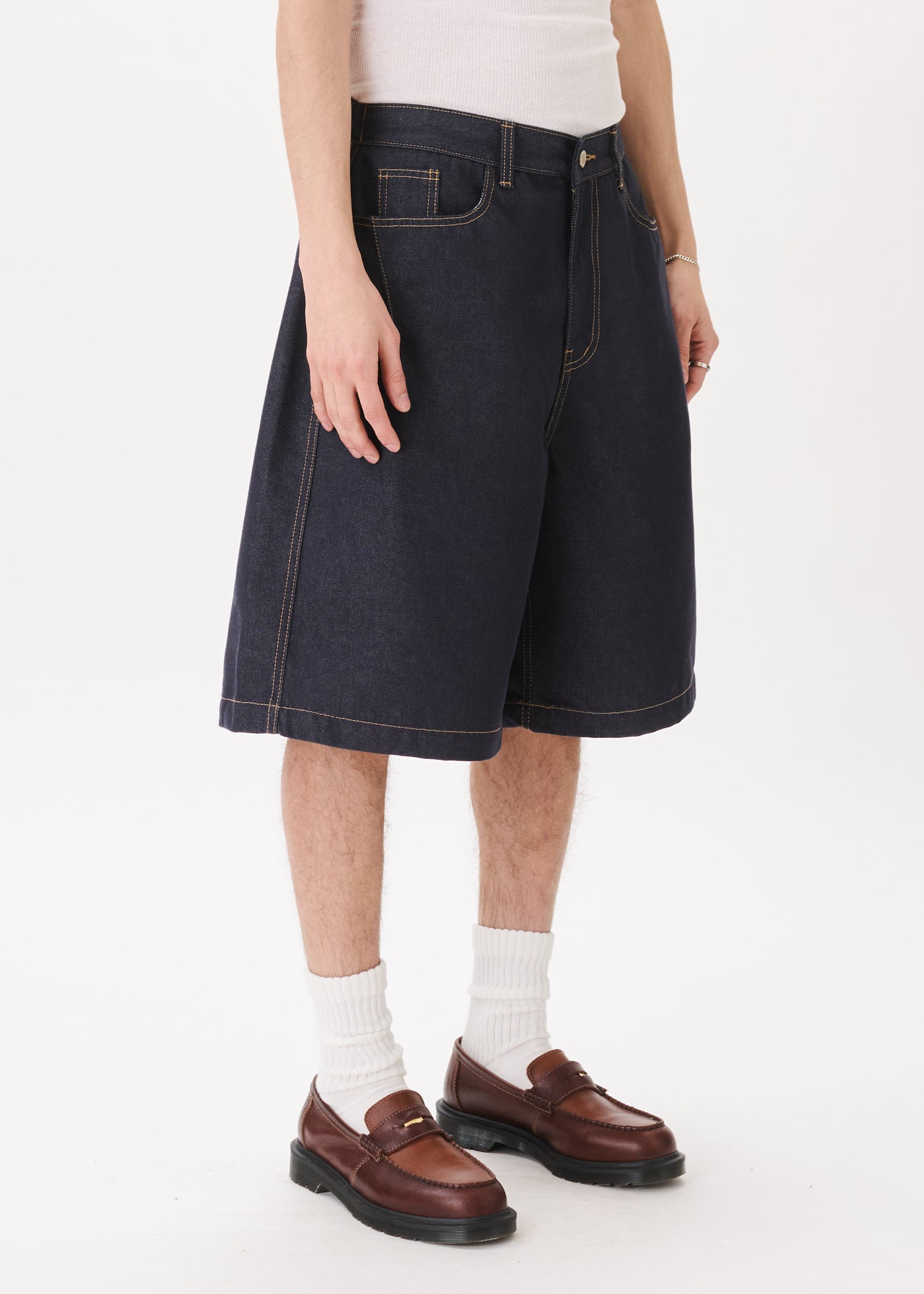 Half-dart Raw Denim Shorts