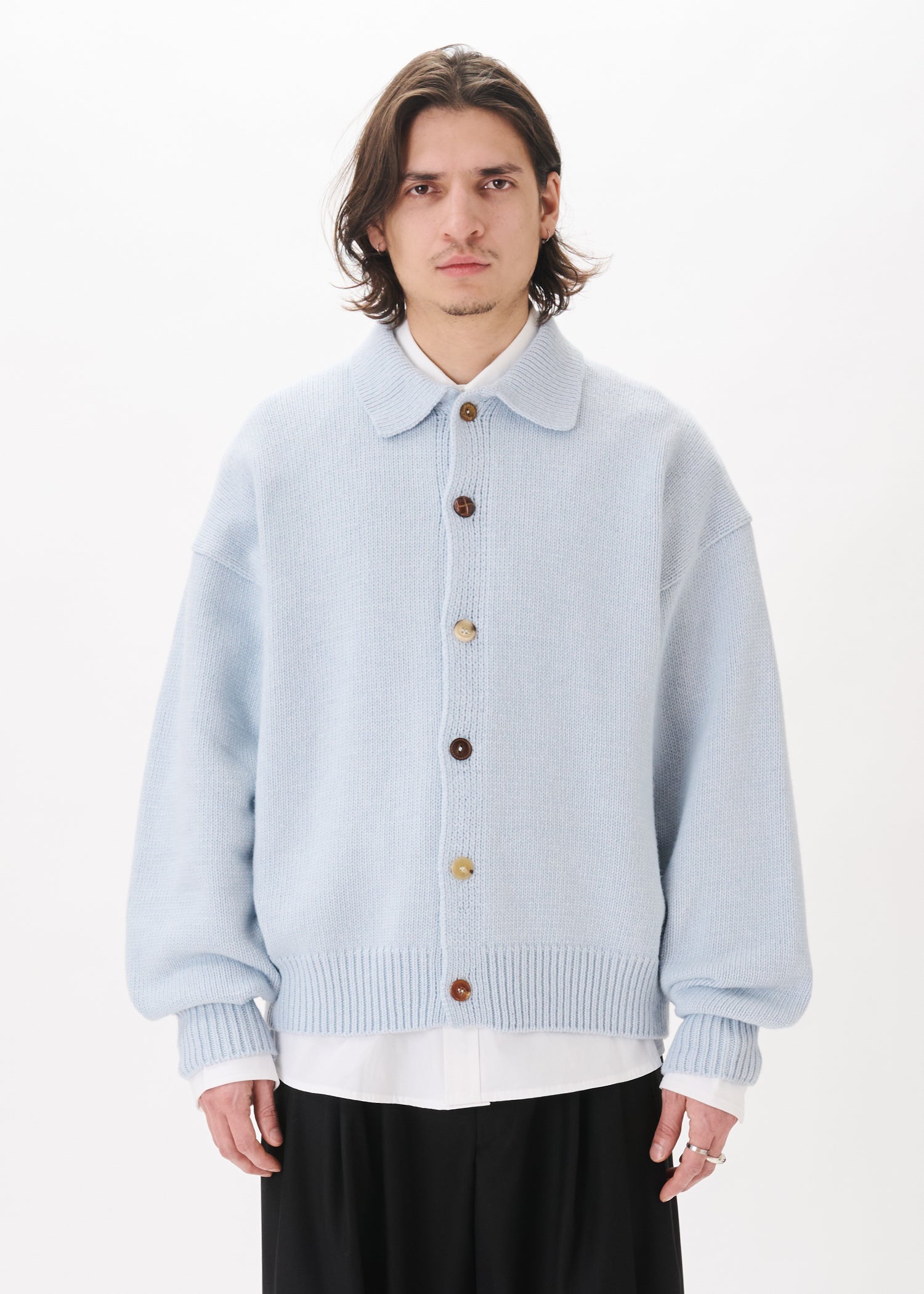 トップス sdouk pass each other knit cardigan XXI Cardigan Sweater Womens L Taupe Open Knit V Neck Button Front