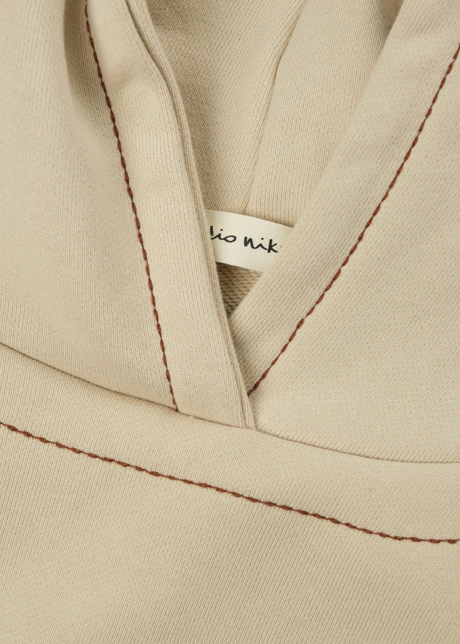 Cream Contrast Stitch Half Zip Cropped Sweat
