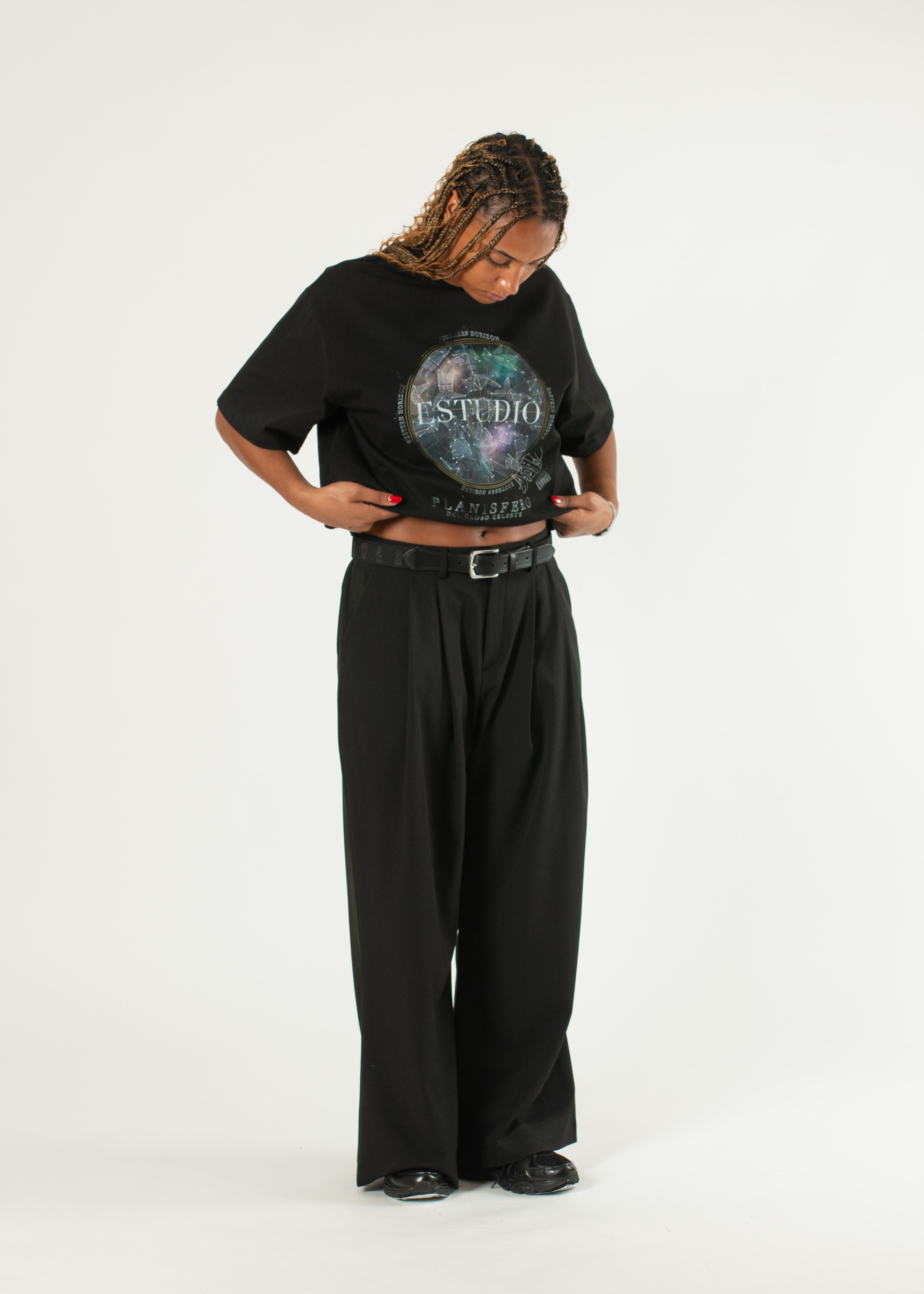 【THE MOZZ】Low Pintuck Slacks Stretch Knit Pintuck Trouser
