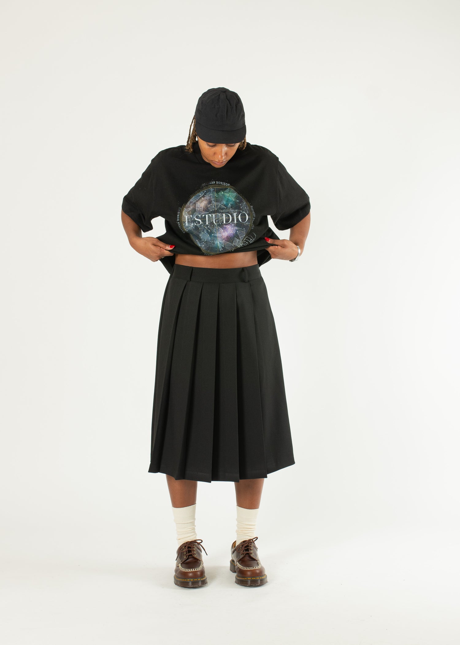 Pleated Wide Skirt