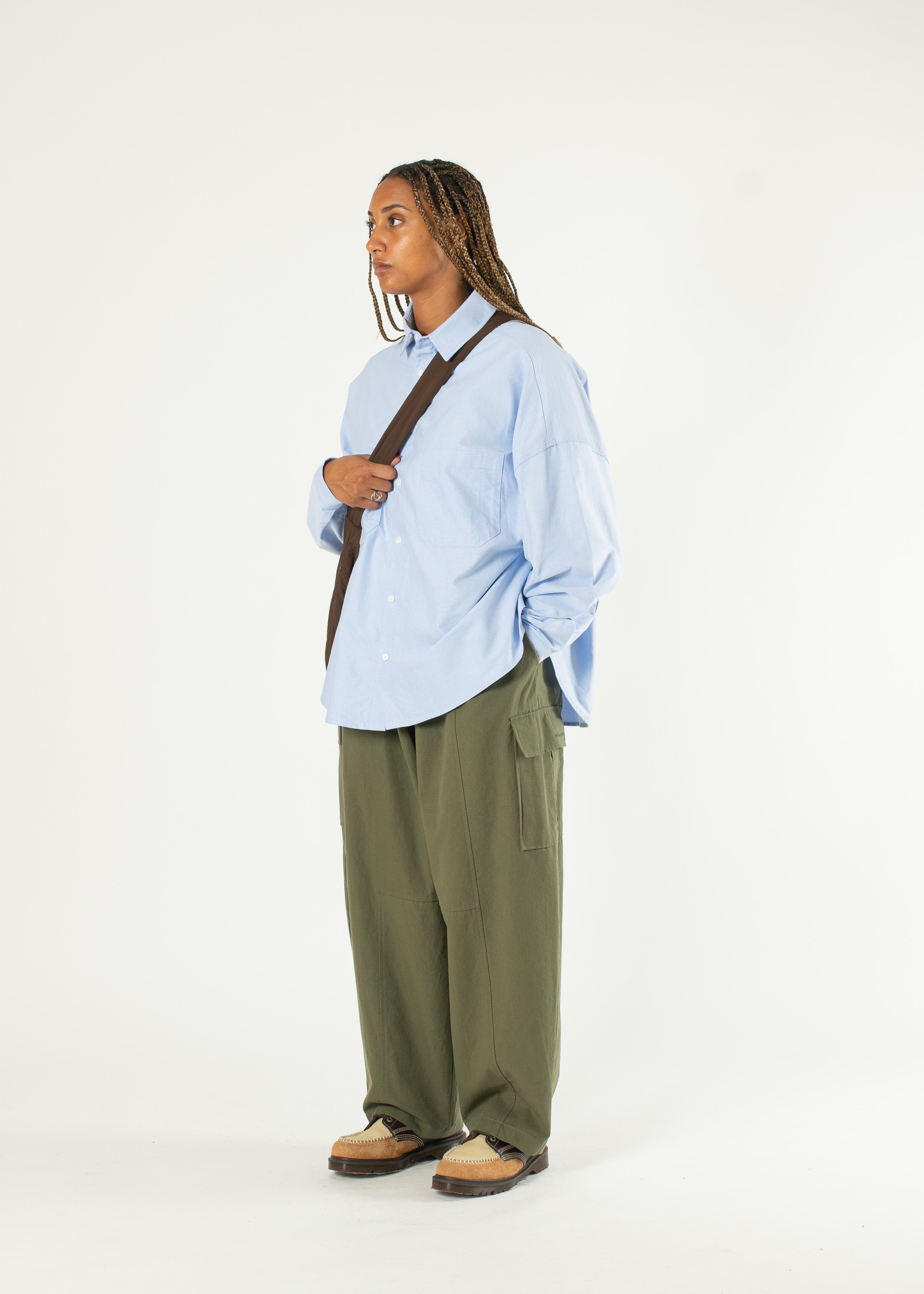 【Raucohouse】Twill snap wide cotton pants Raucohouse】Twill snap wide cotton pants