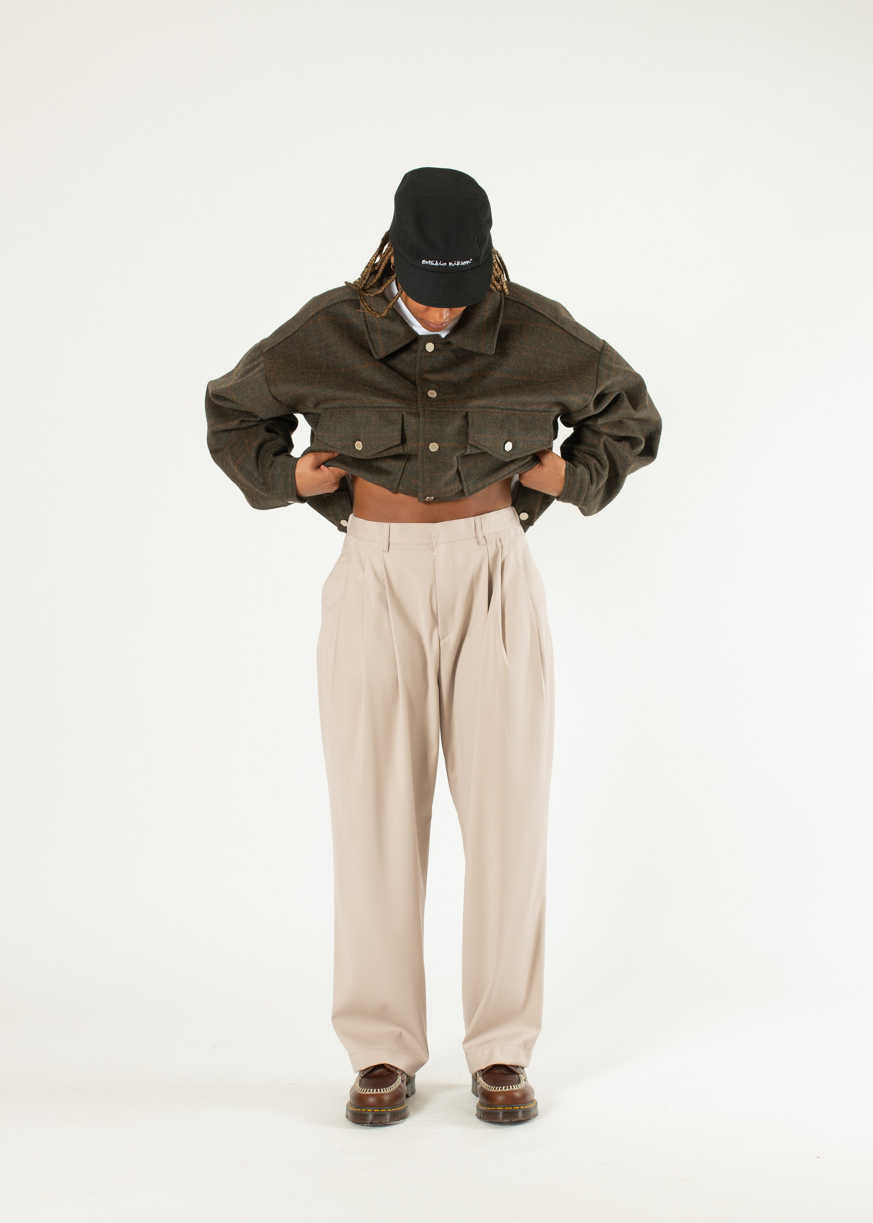 【PORTERNA】 pintuck trousers Roana Pintuck Trousers, Charcoal
