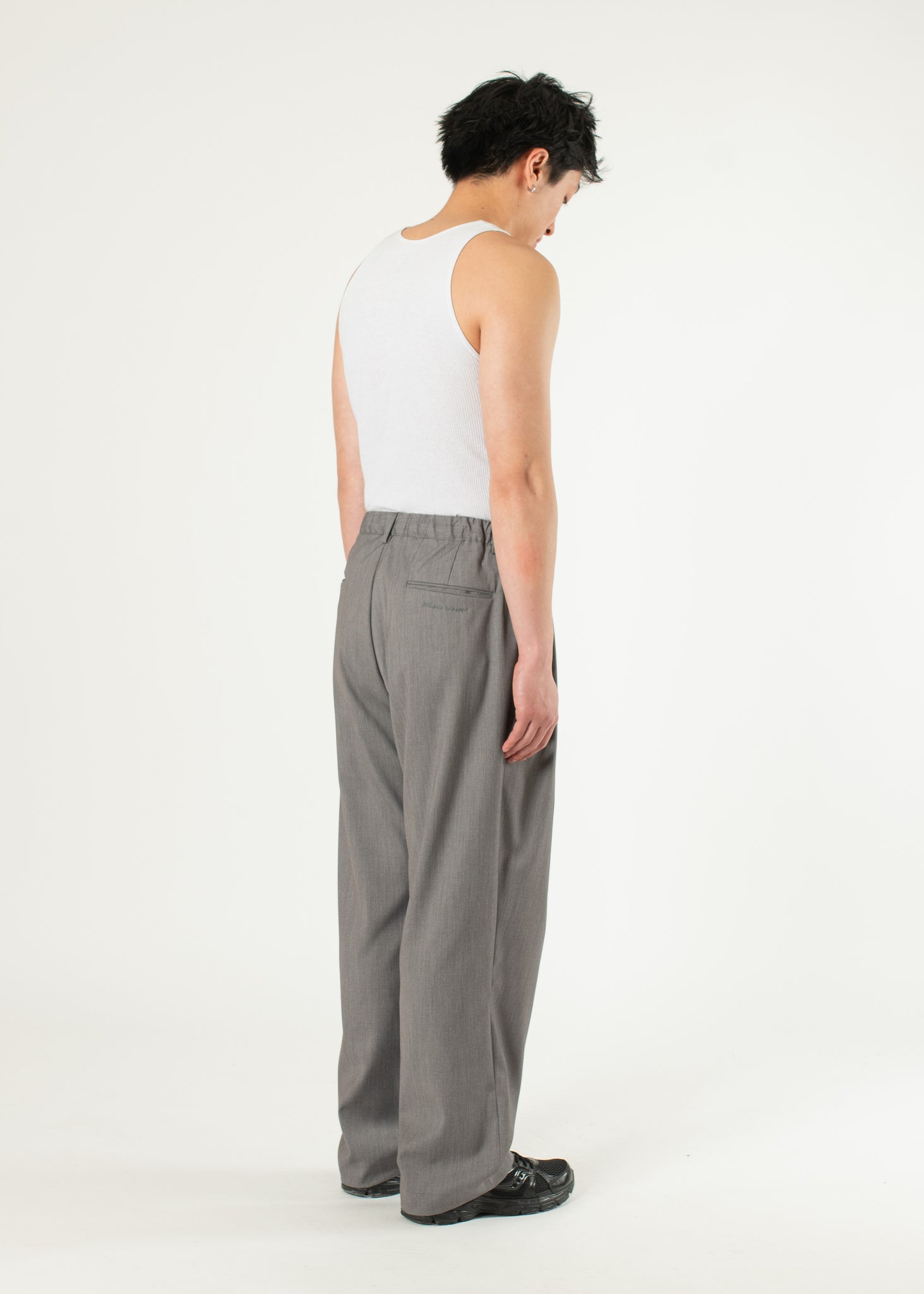 ★NACHE★ PINTUCK WIDE PANTS Pintuck Detail Wide-Leg Pants in Red - Retro, Indie and