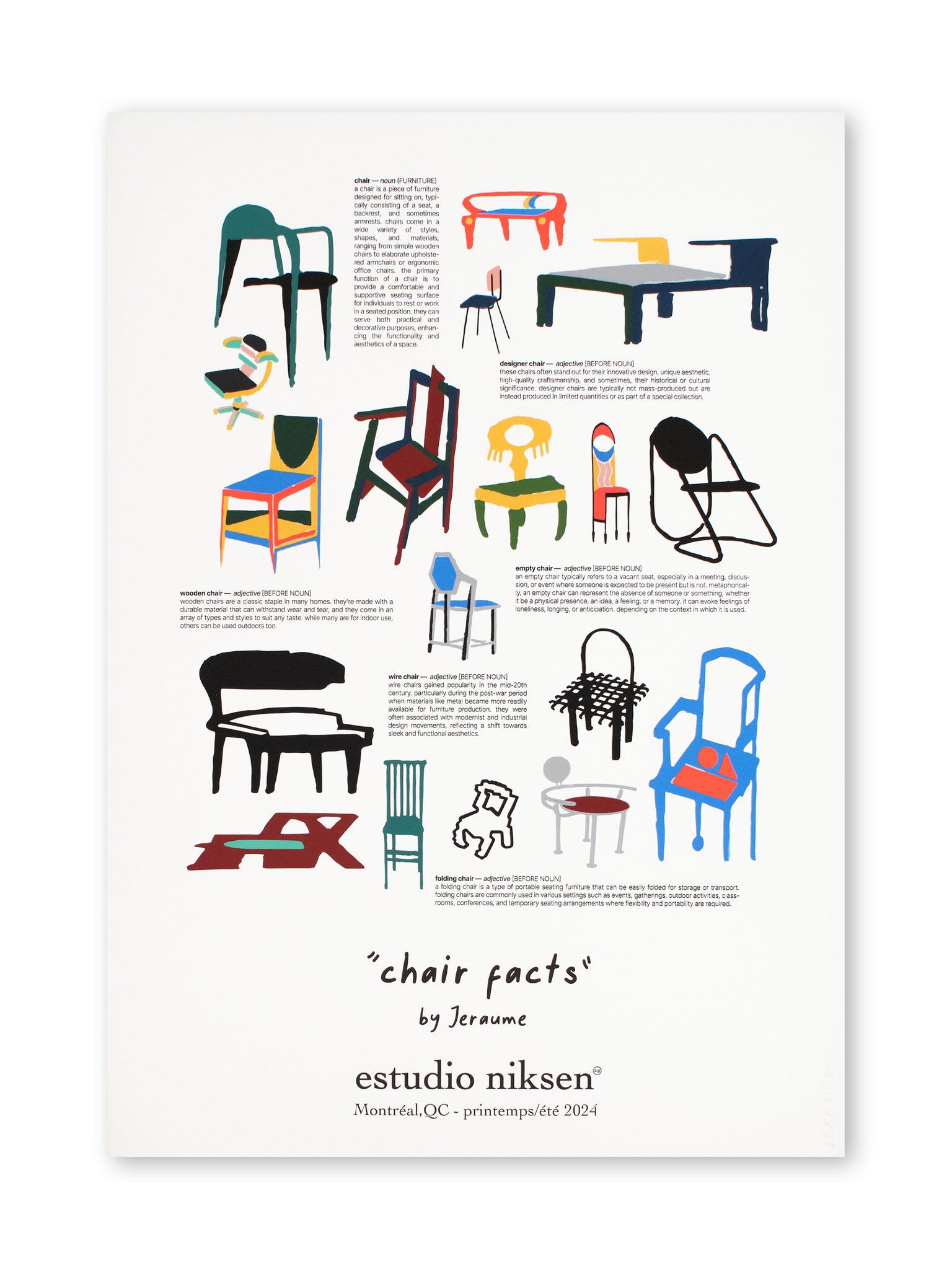 'Chair Facts' print by Jeraume
