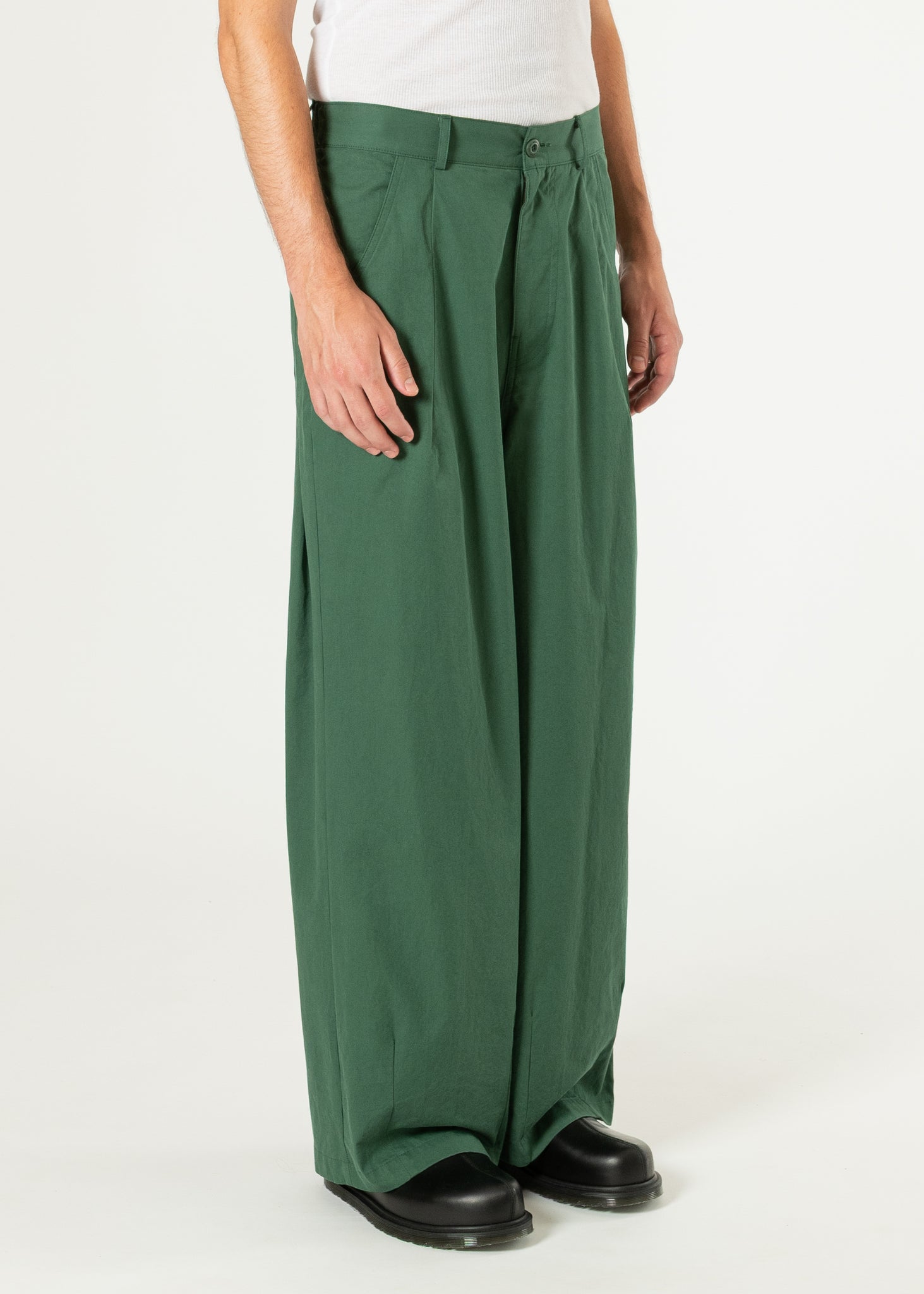 Back-pleat Cotton Trousers