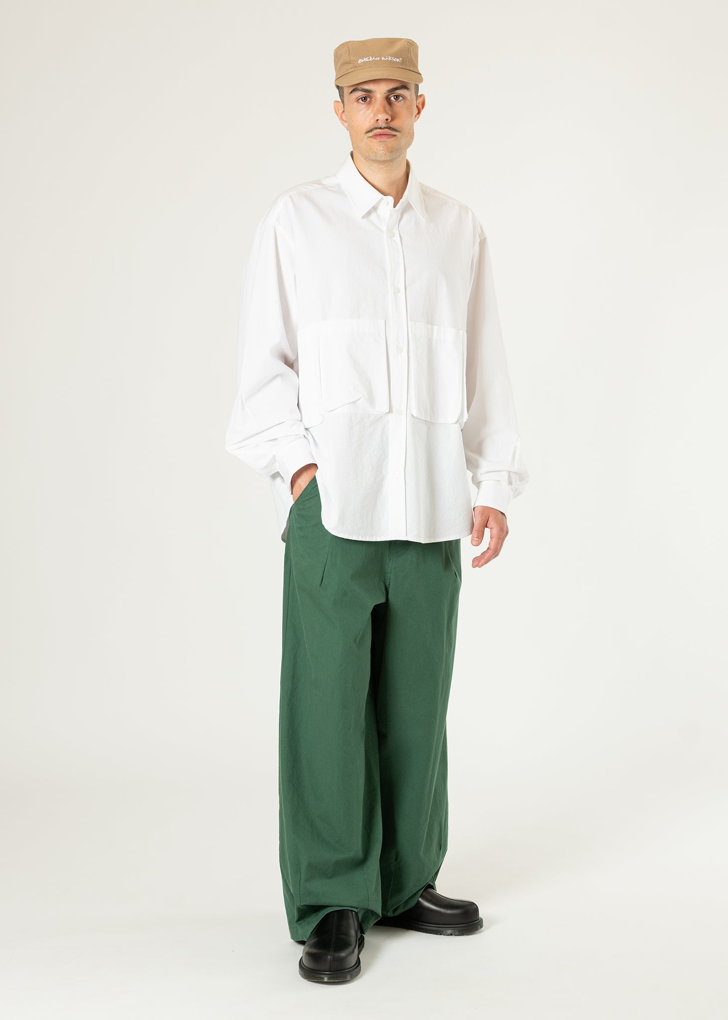 Back-pleat Cotton Trousers