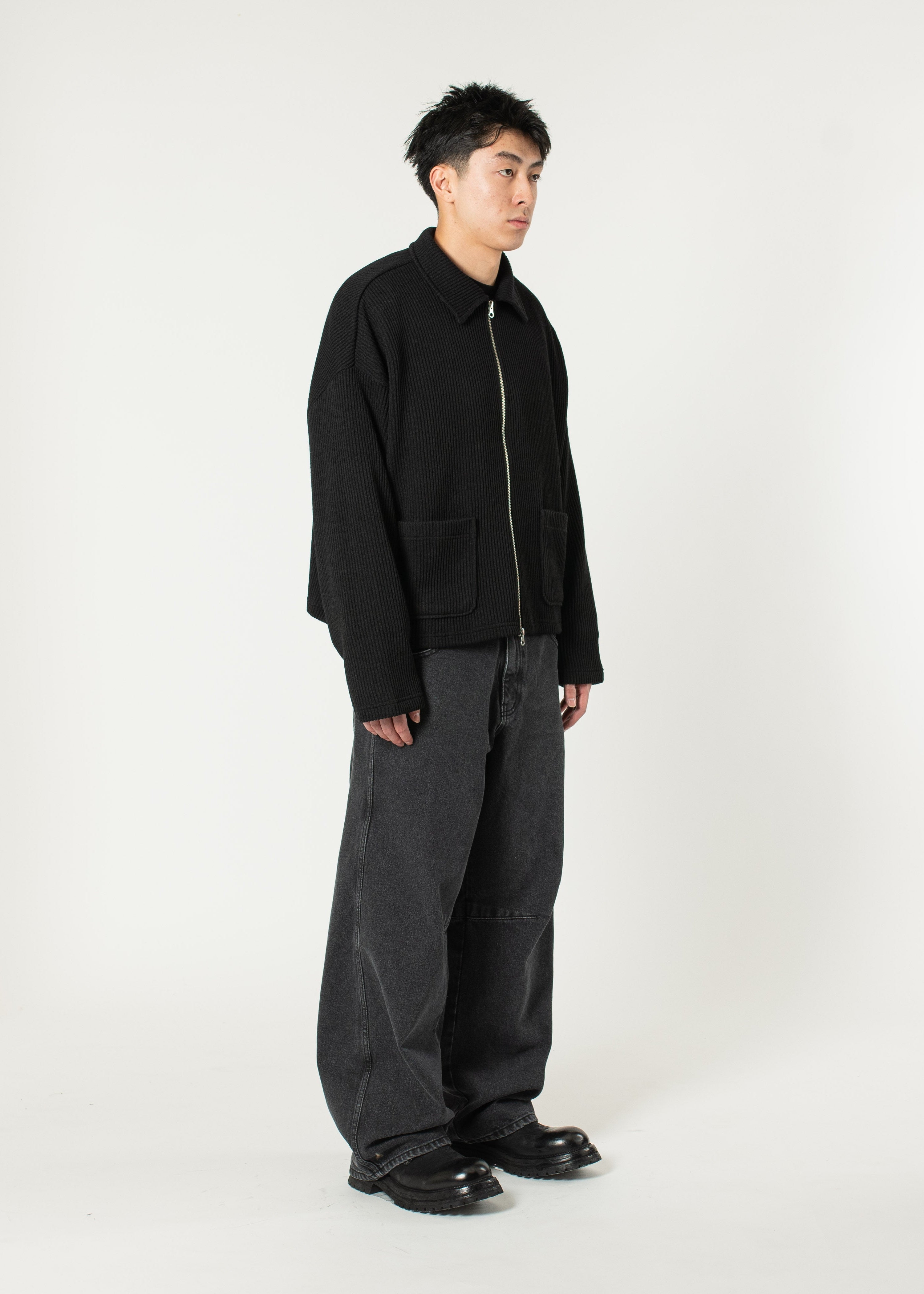 ★CPGN STUDIO★[2-WAY] Skull Bone Knit Zip-up Black★ Double-zip Pocket Sweater – Estudio Niksen