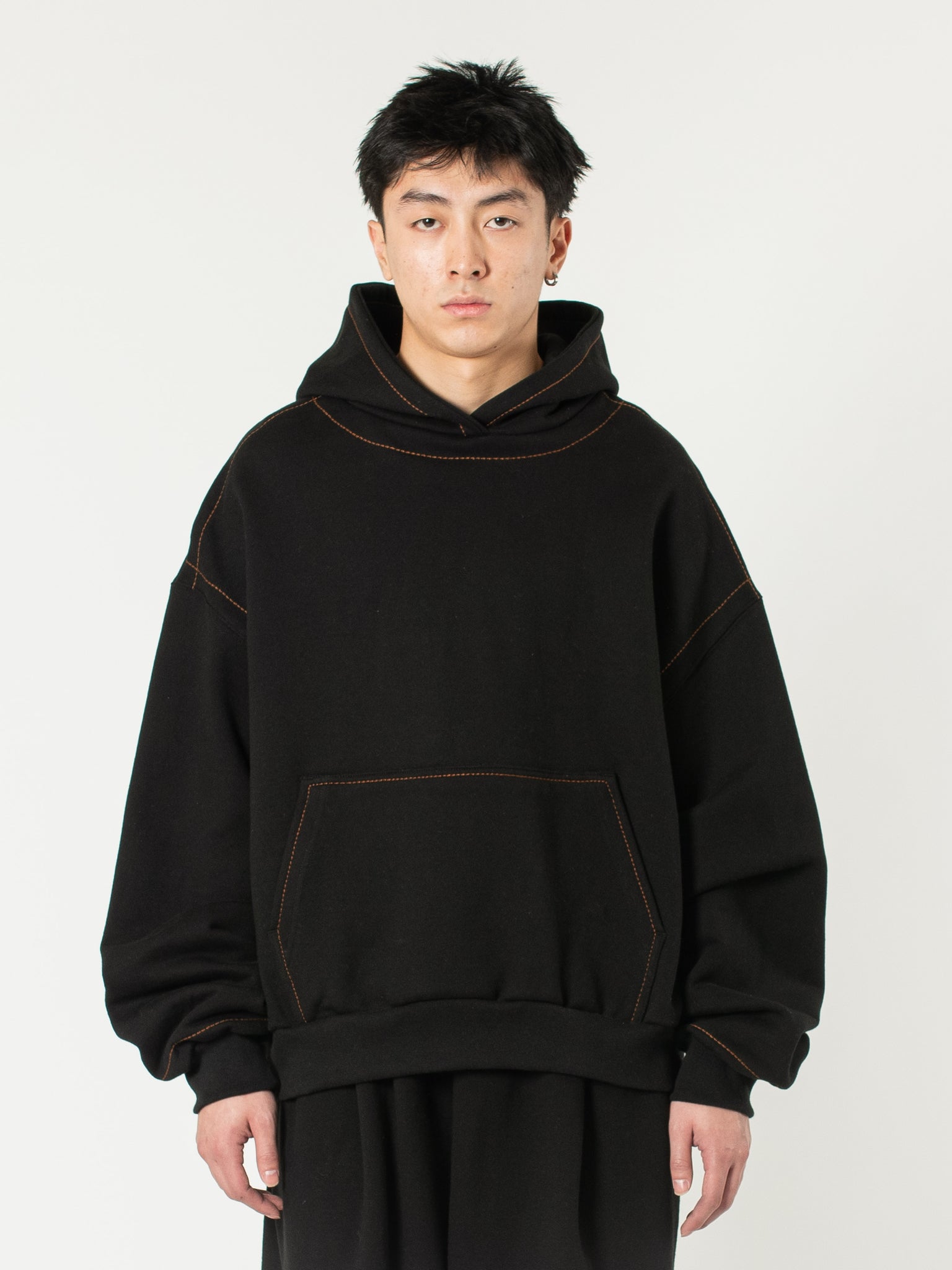 Contrast-Stitch Hoodie