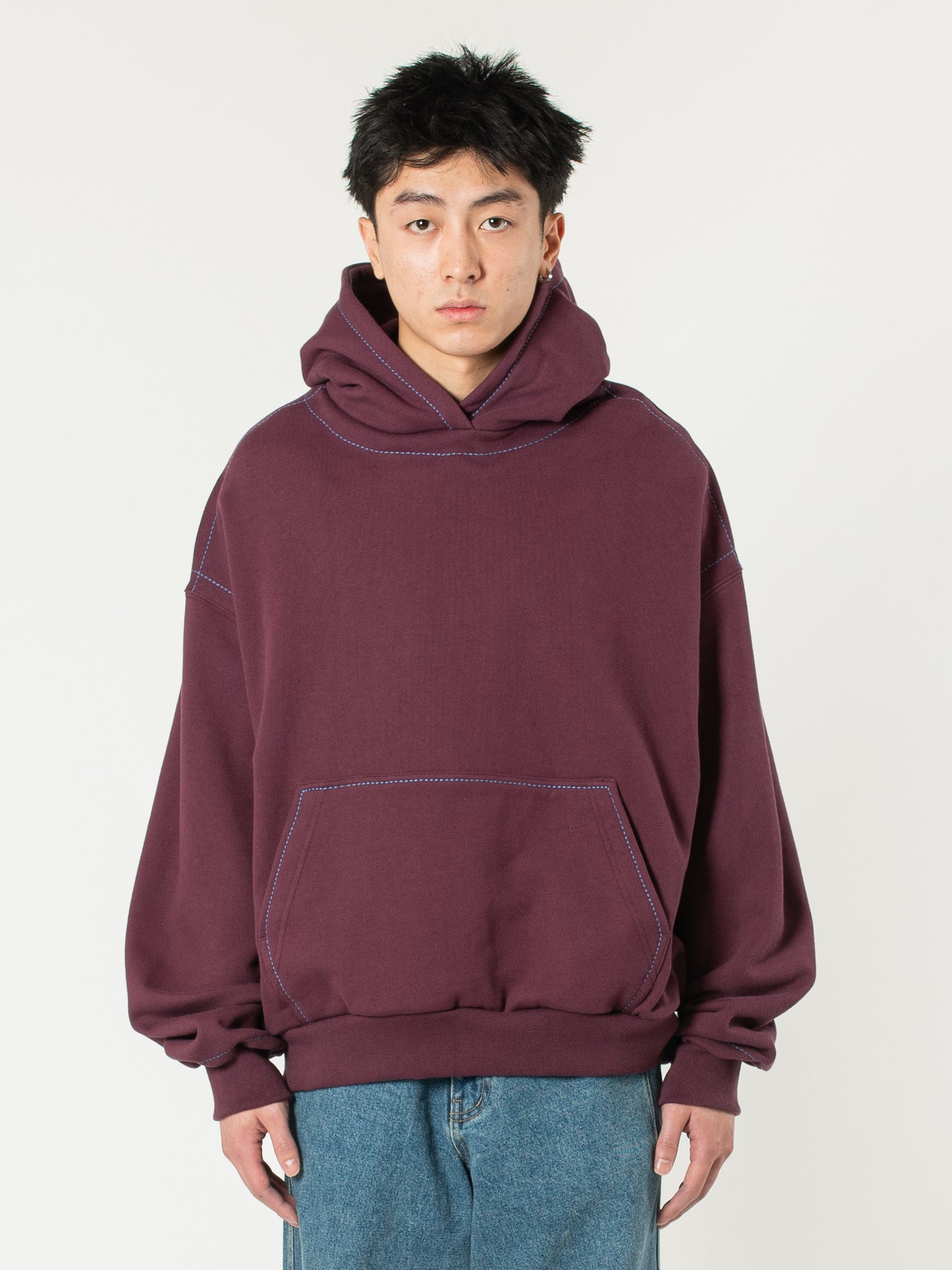 Contrast-Stitch Hoodie