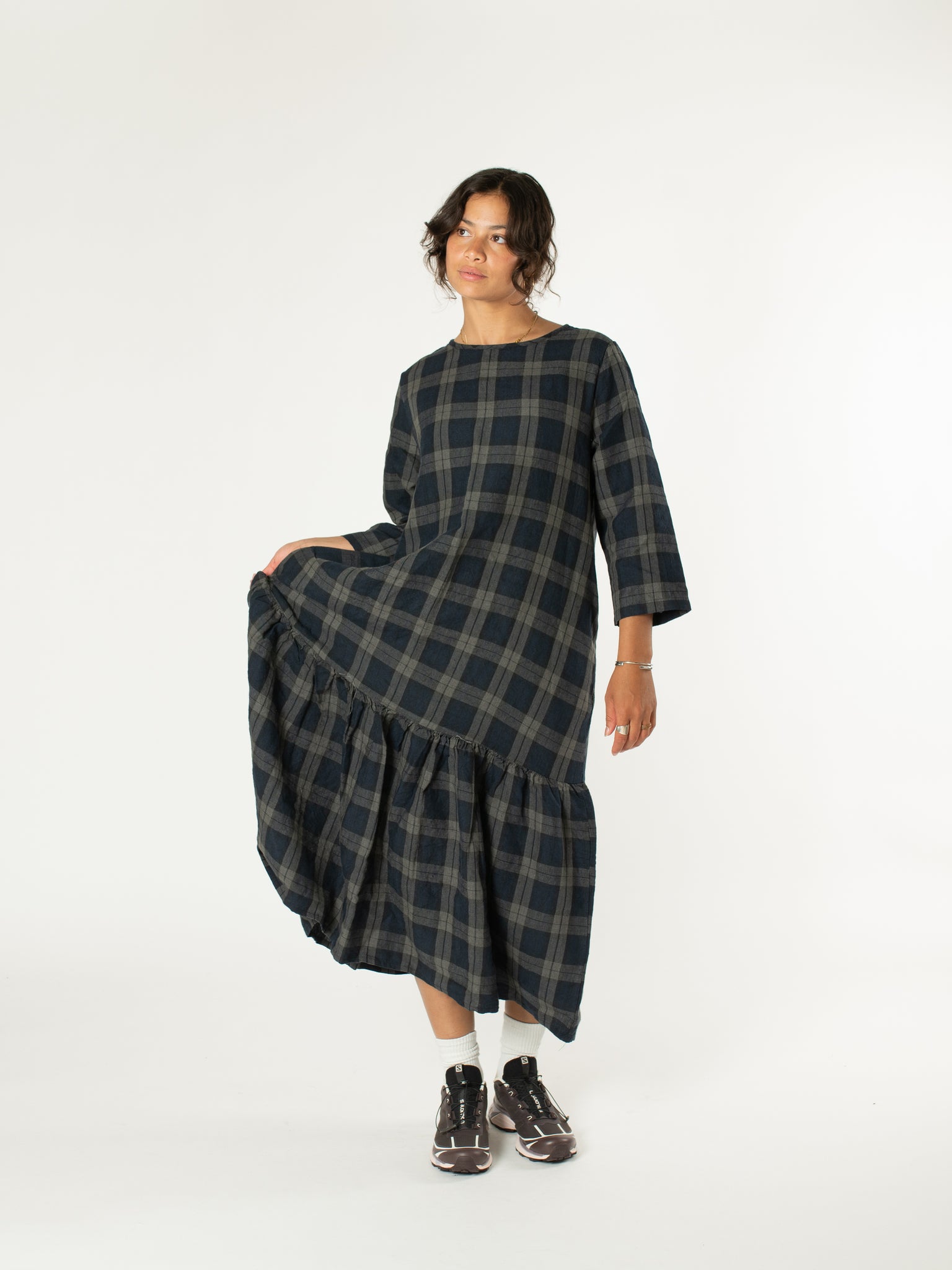 Checkered Linen Dress
