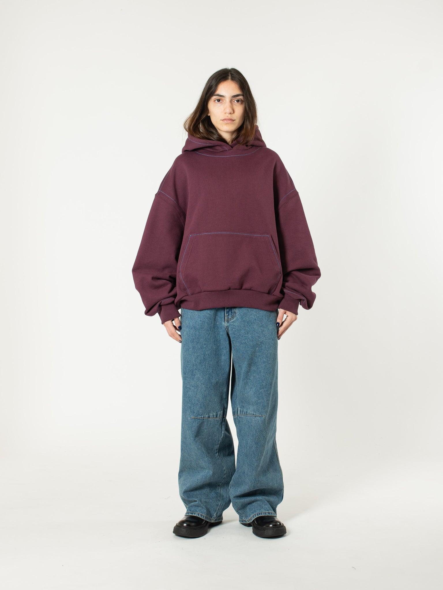 Contrast-Stitch Hoodie