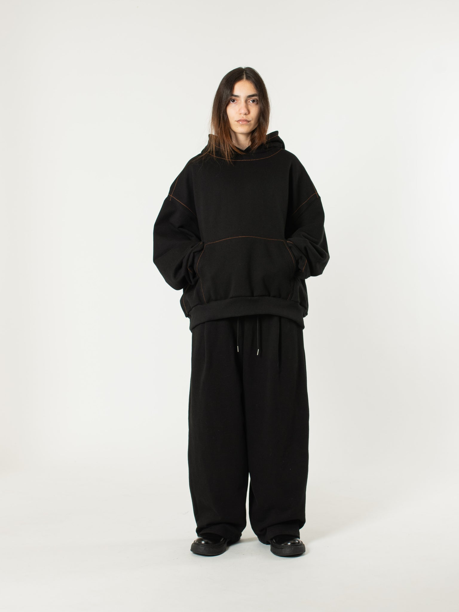 Contrast-Stitch Hoodie