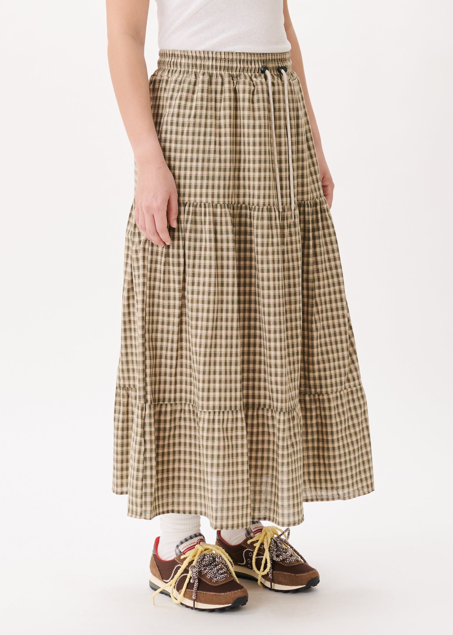 Tiered Checkered Skirt