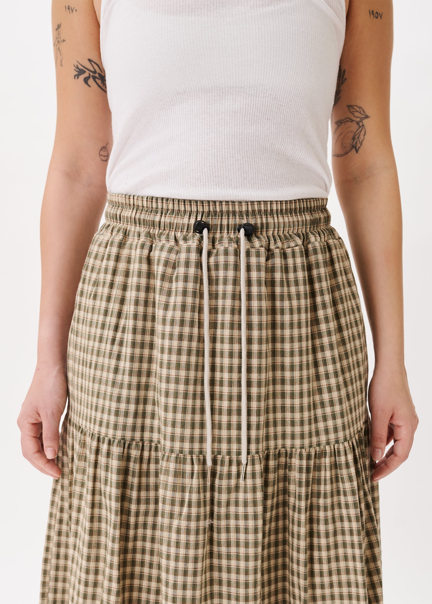 Tiered Checkered Skirt