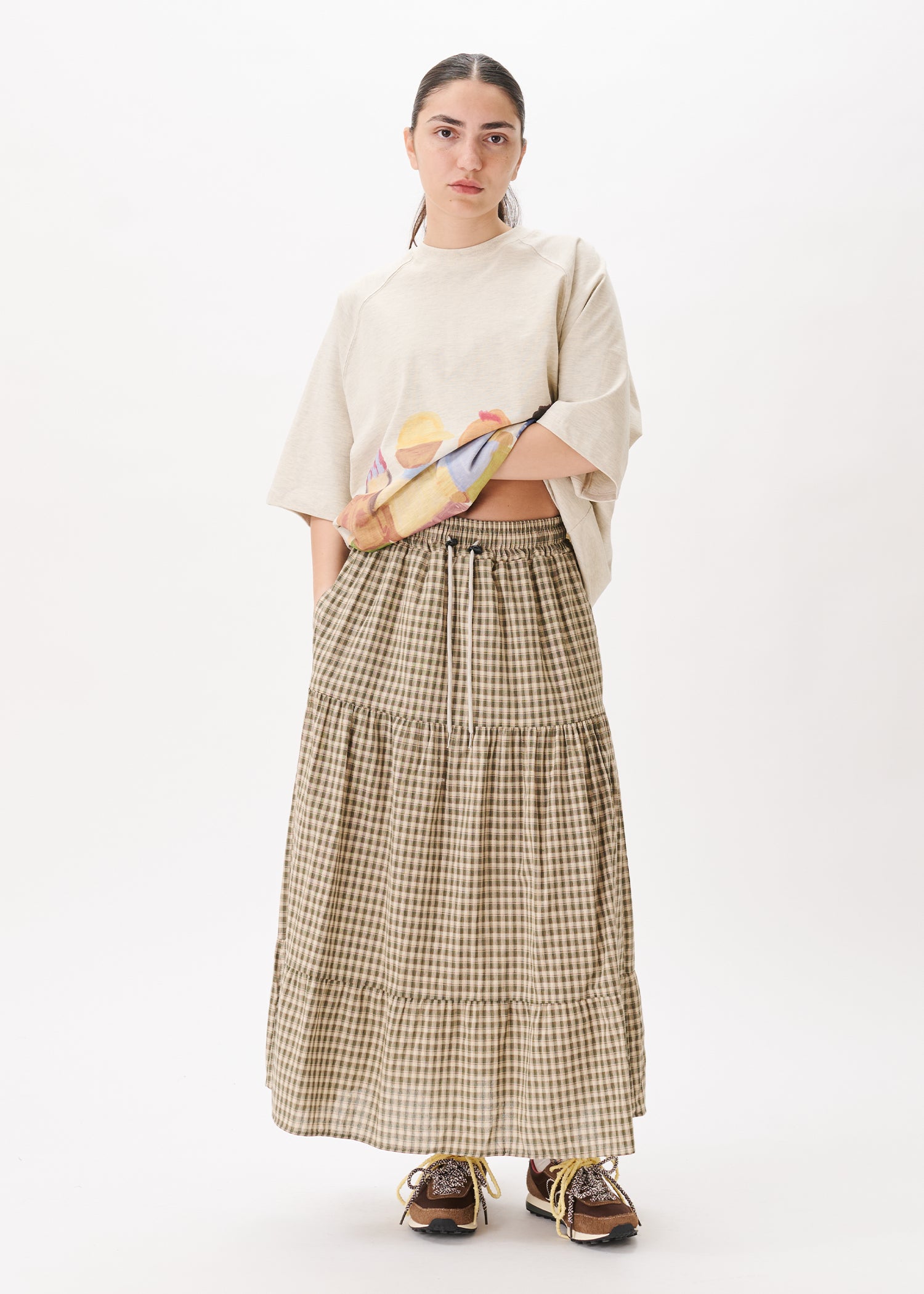 Tiered Checkered Skirt
