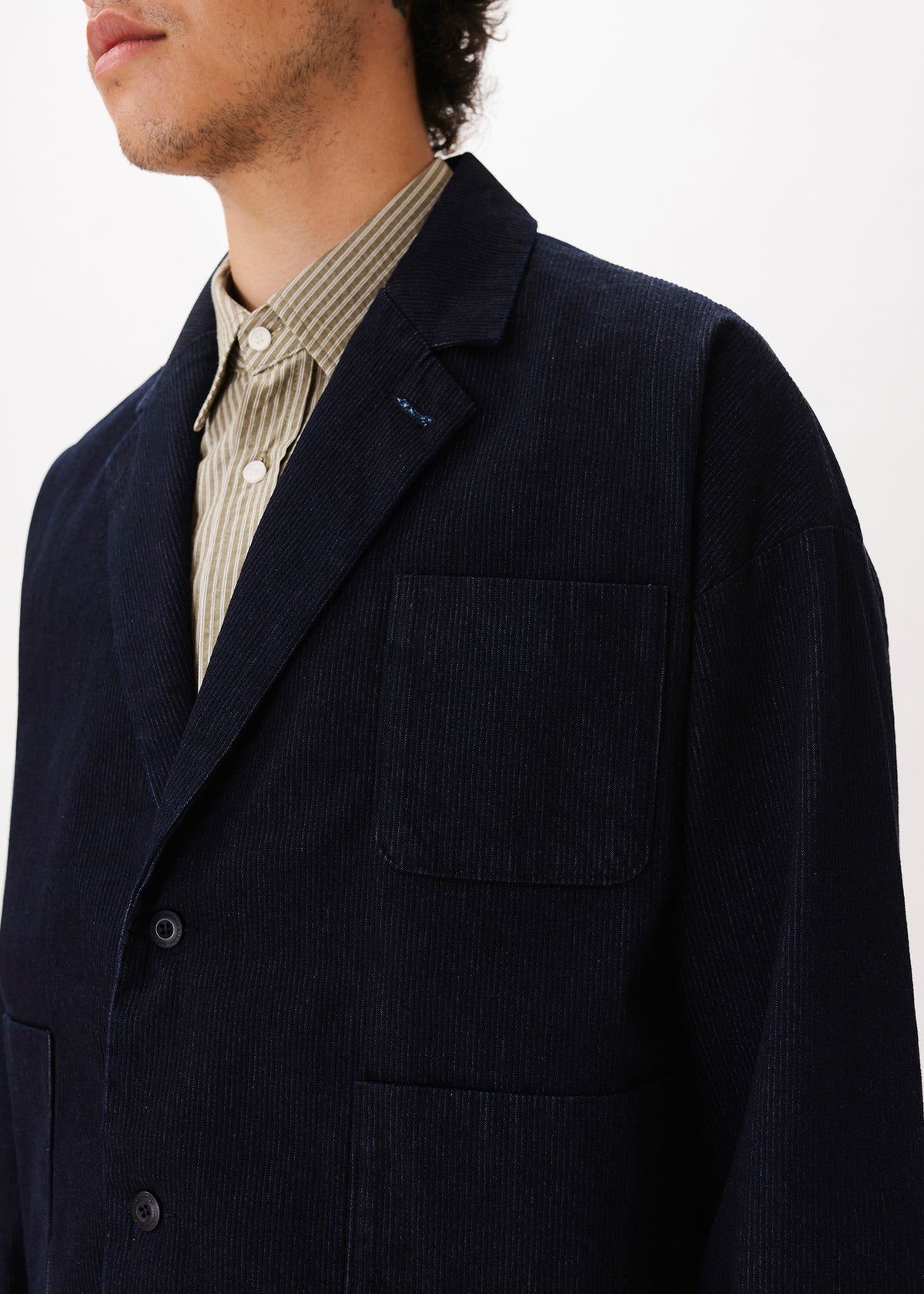 Raw Denim Corduroy Blazer