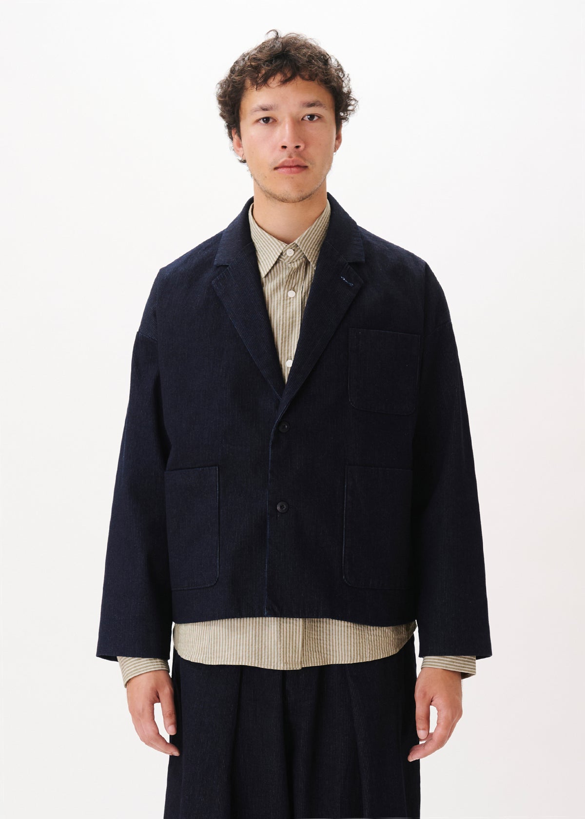 Raw Denim Corduroy Blazer