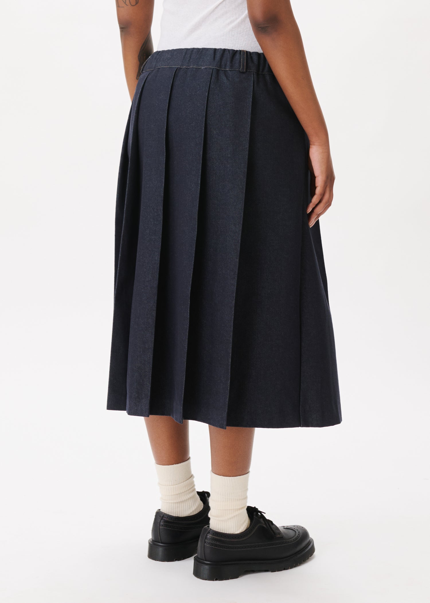 Raw Denim Pleated Skirt