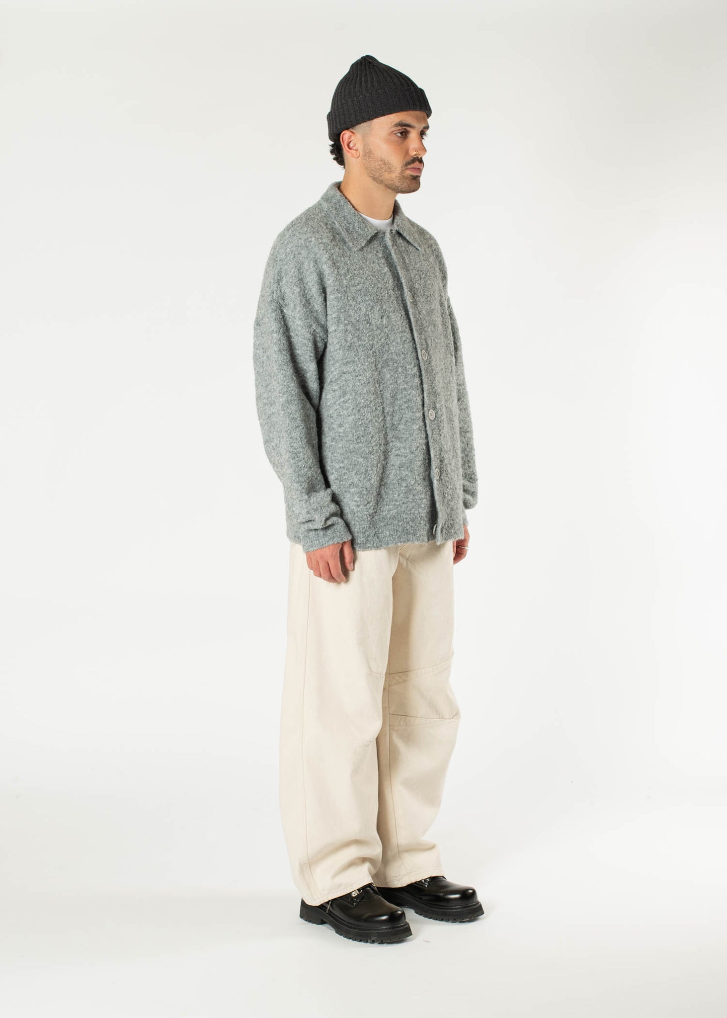Loop-knit Button Cardigan