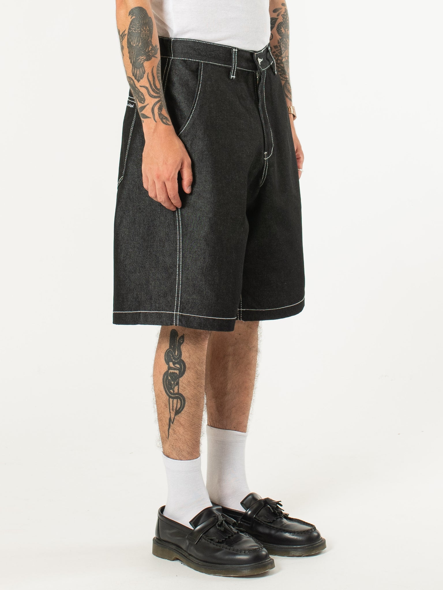 Raw denim shorts on sale