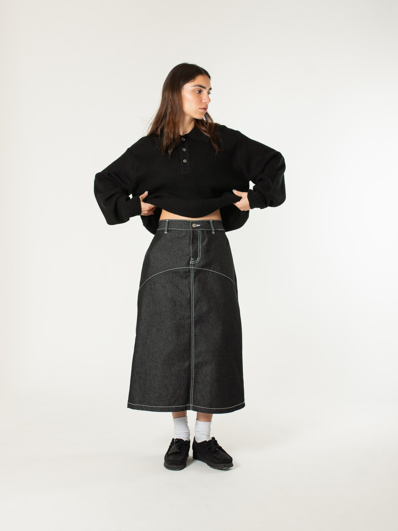 Raw Denim In-stitch Skirt