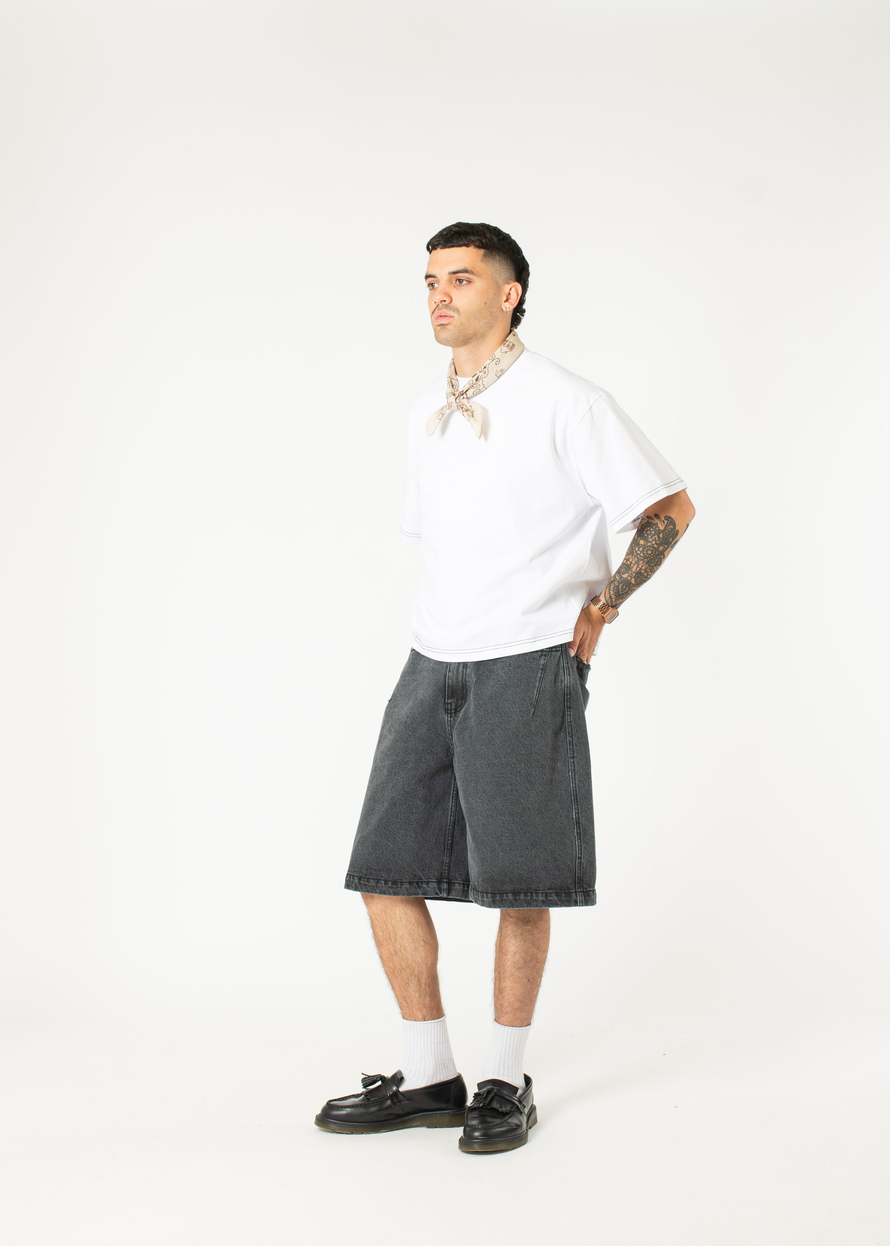 希少XL TENDERLOIN BDP DENIM SHORTS Vintage 1998 Zonz Denim Embroidered Logo Double Pocket