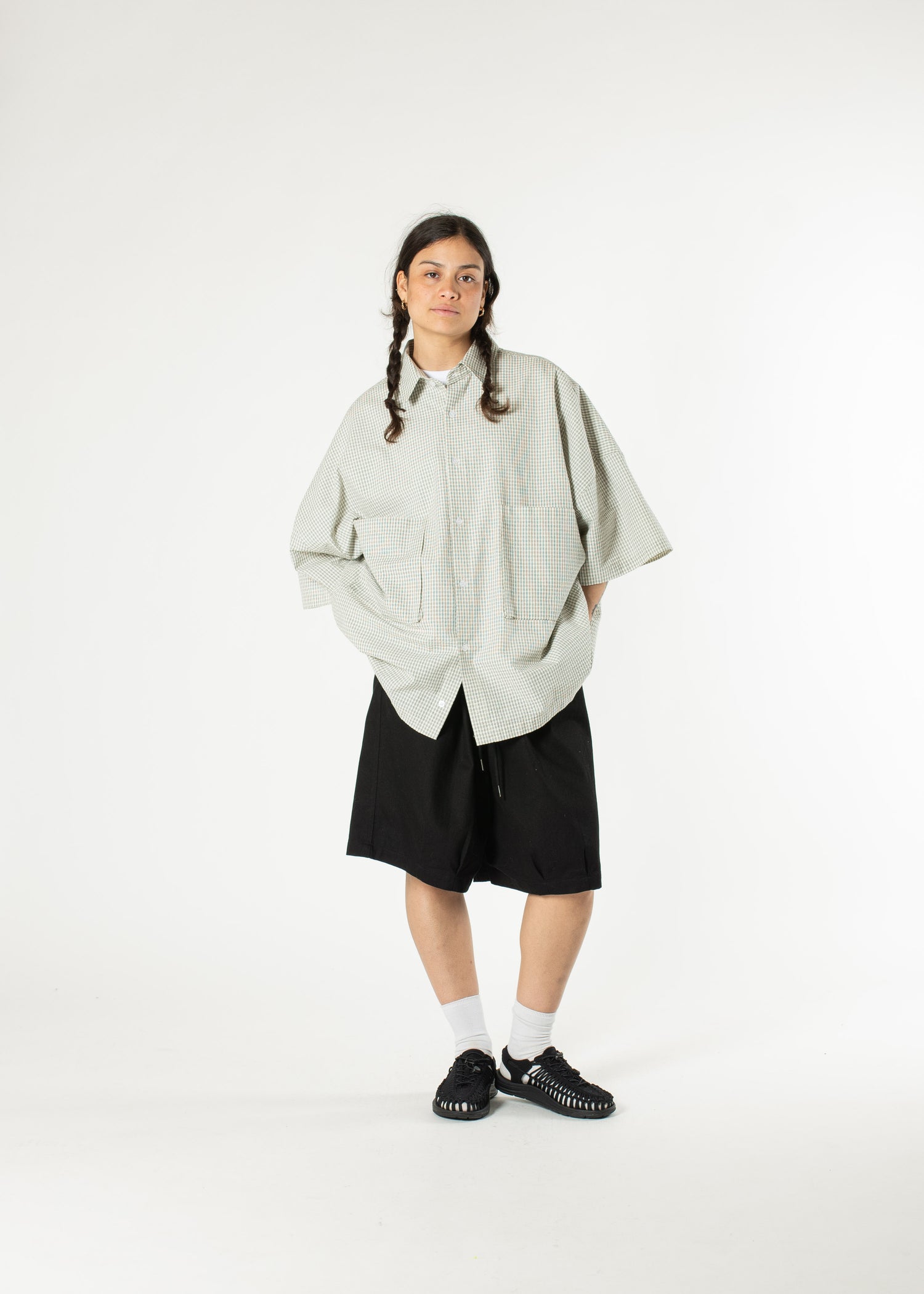 Short plissé en coton 