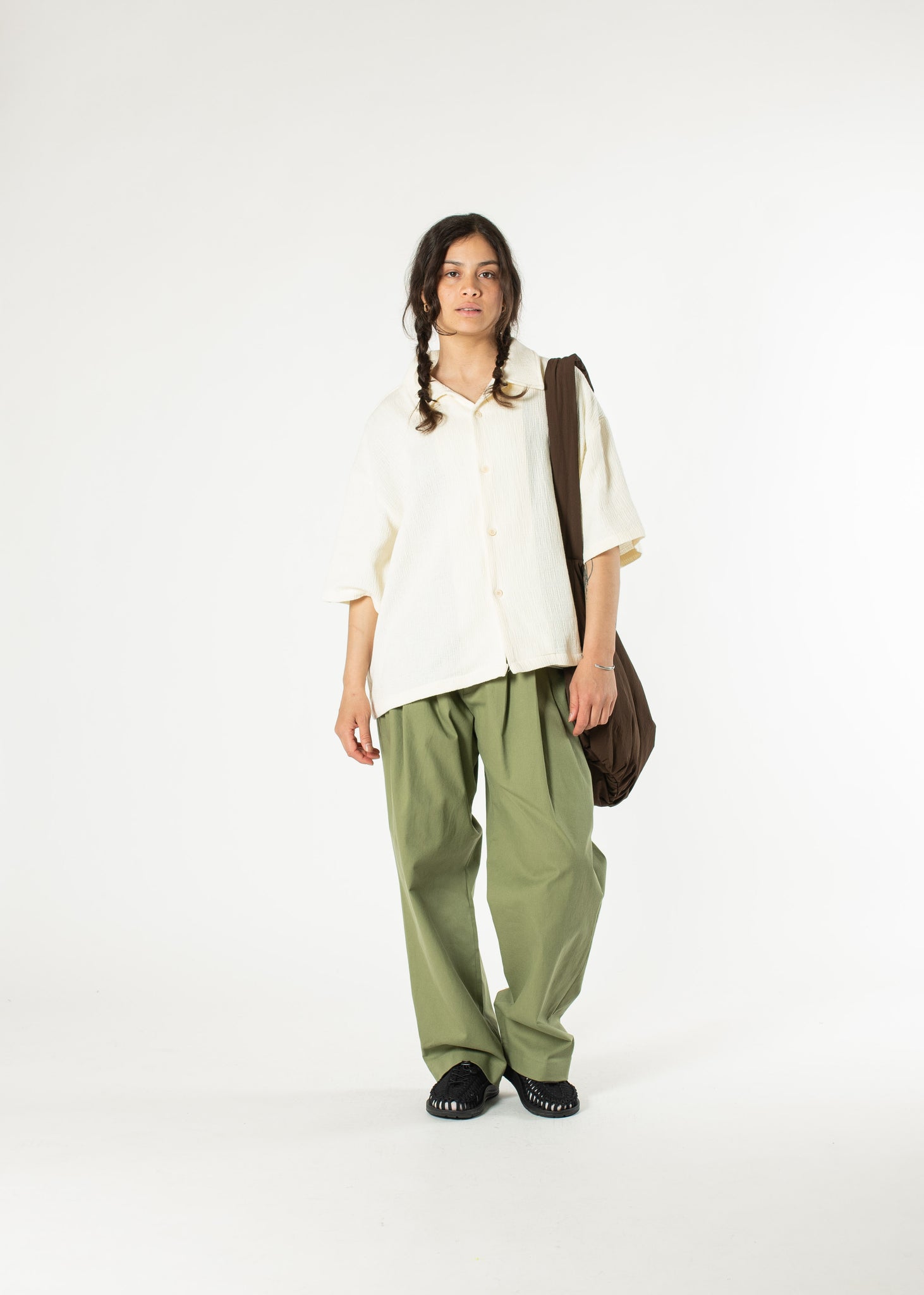 Pintuck Cotton Trousers