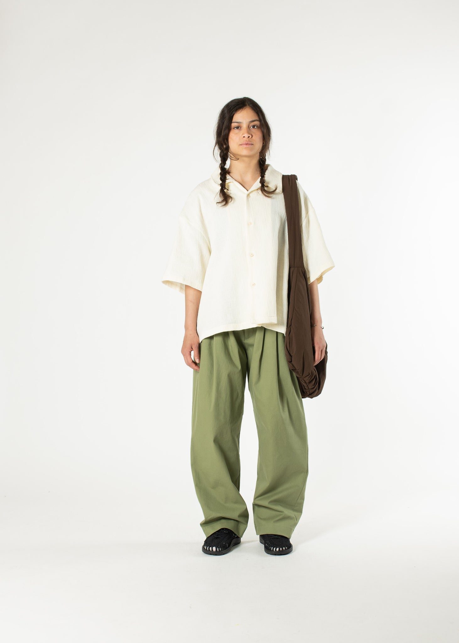 Pintuck Cotton Trousers