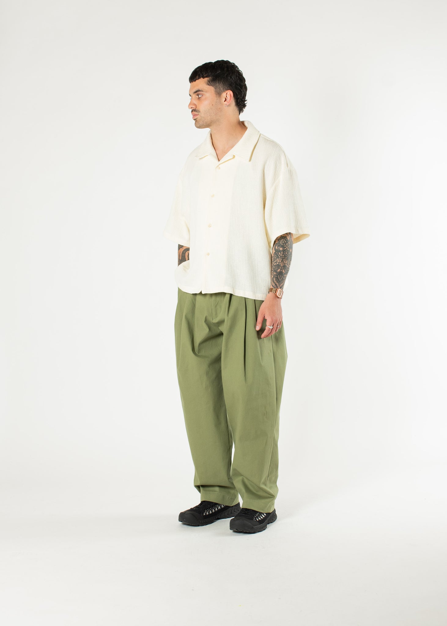 Pintuck Cotton Trousers