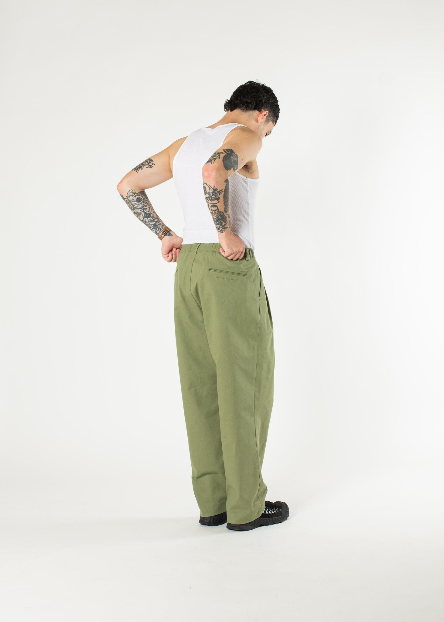 Pintuck Cotton Trousers