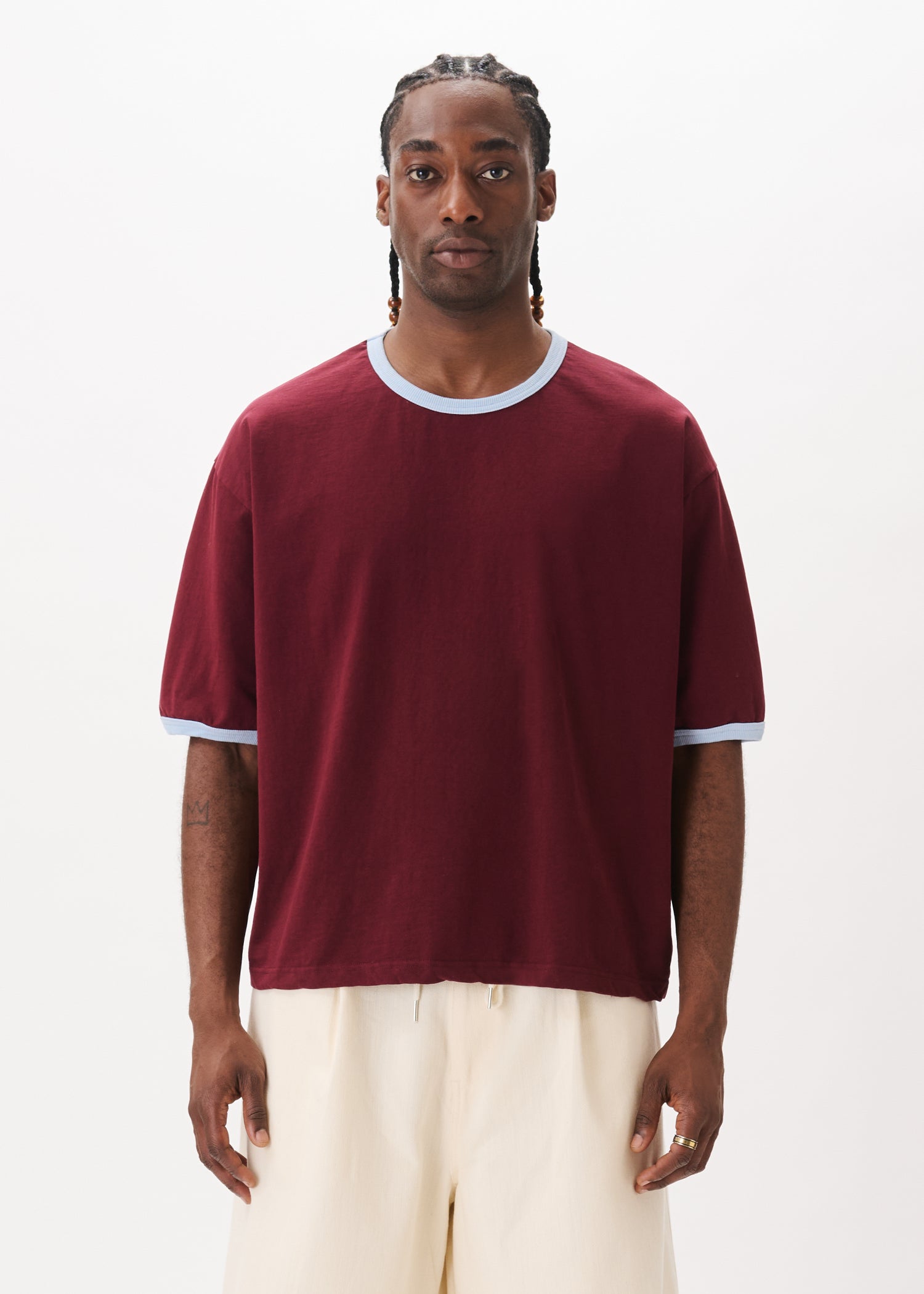 Contrast-rib Cropped Tee