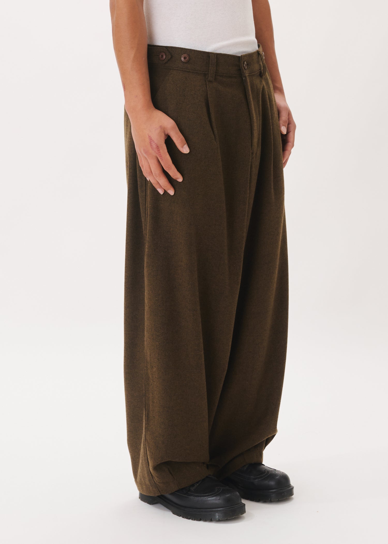 Side Button Wool Trousers