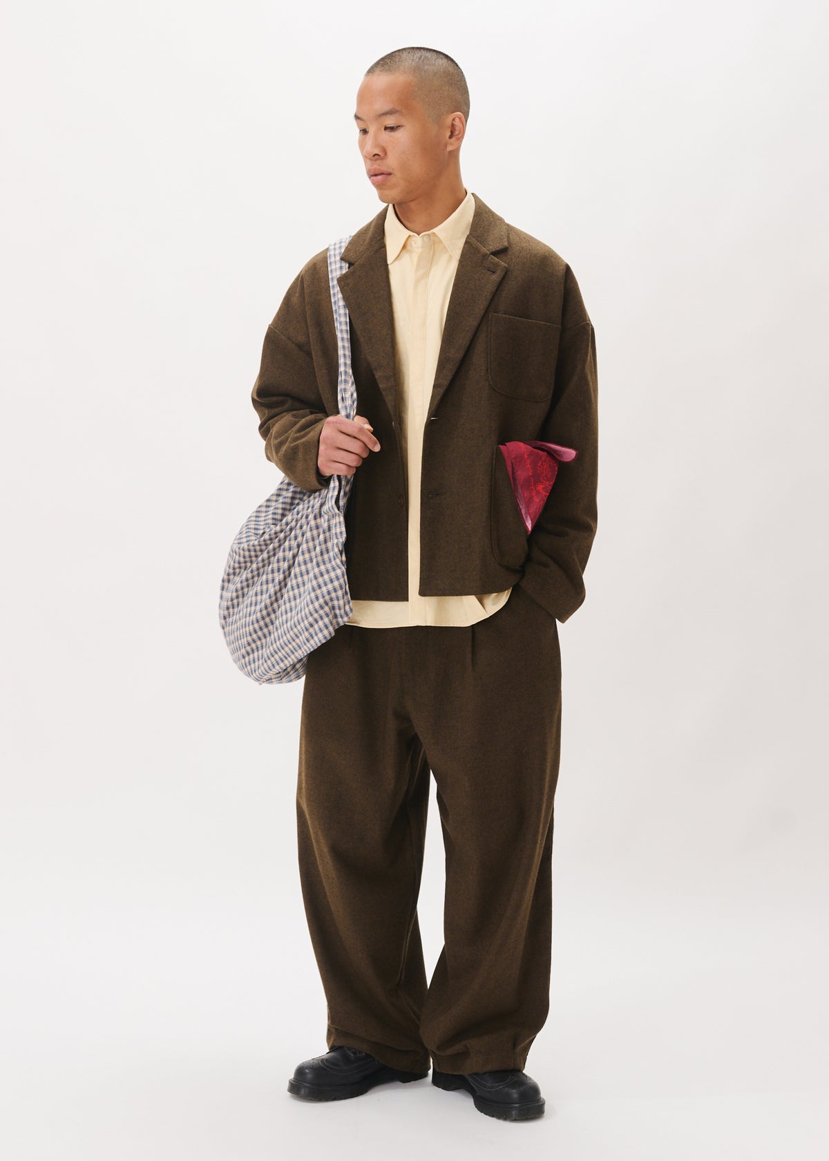 Side Button Wool Trousers