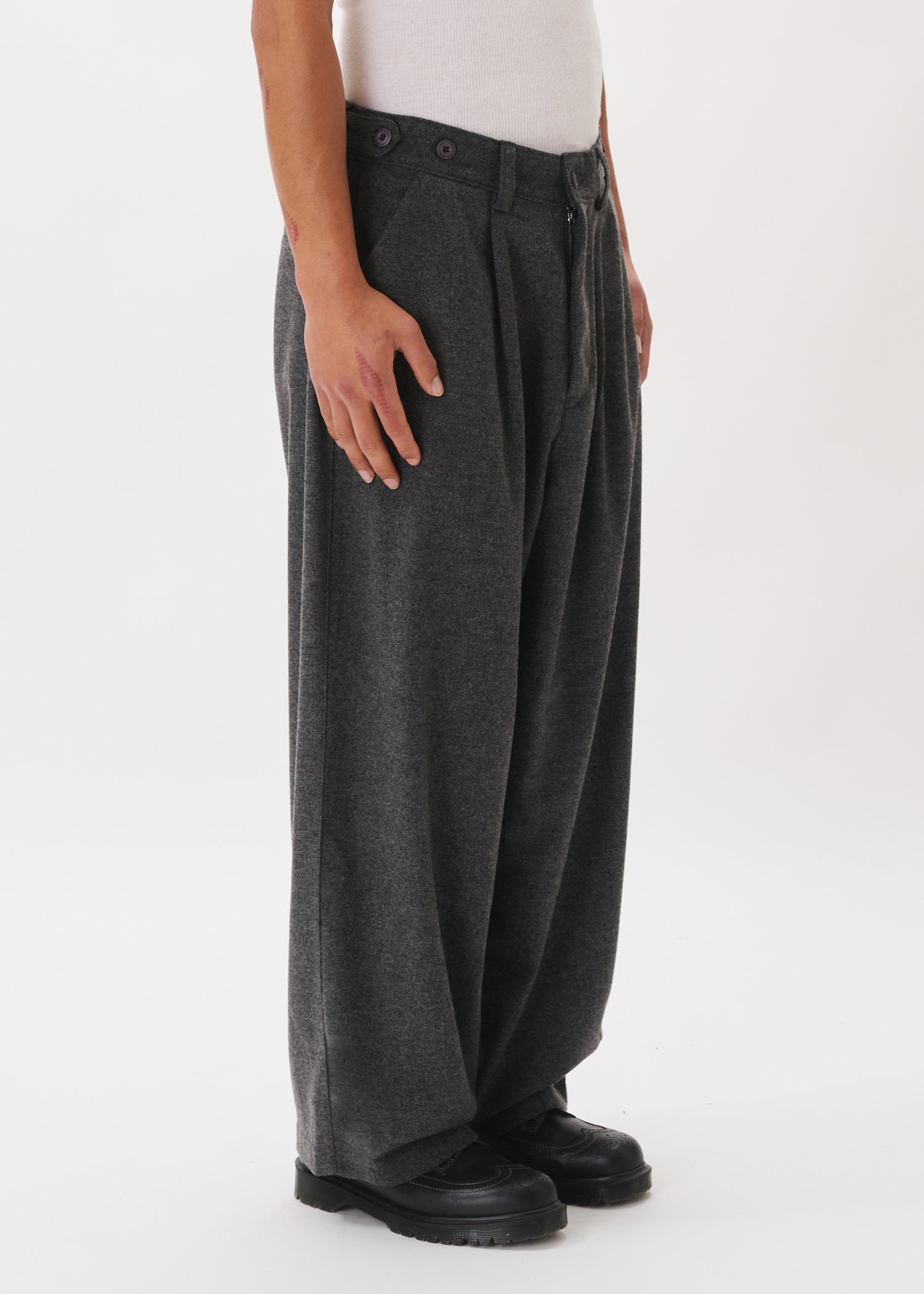 Side Button Wool Trousers