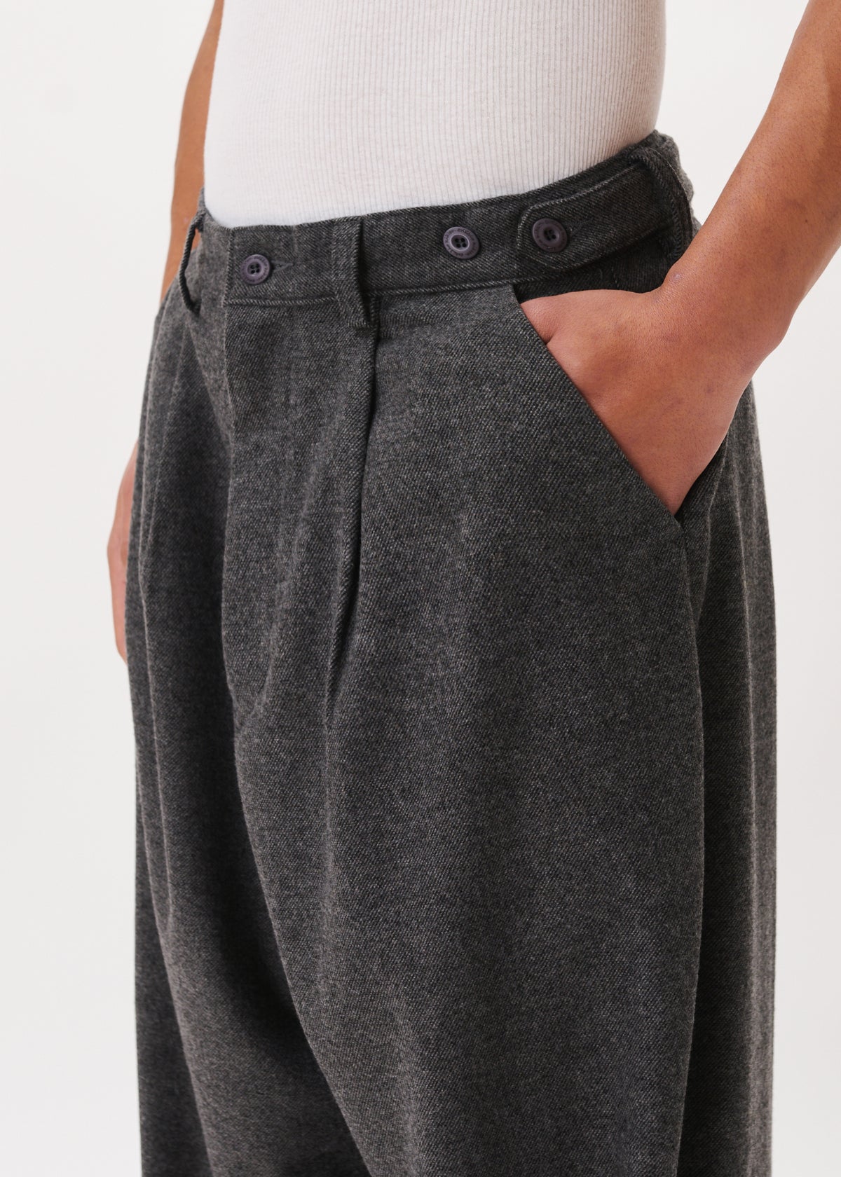 Side Button Wool Trousers