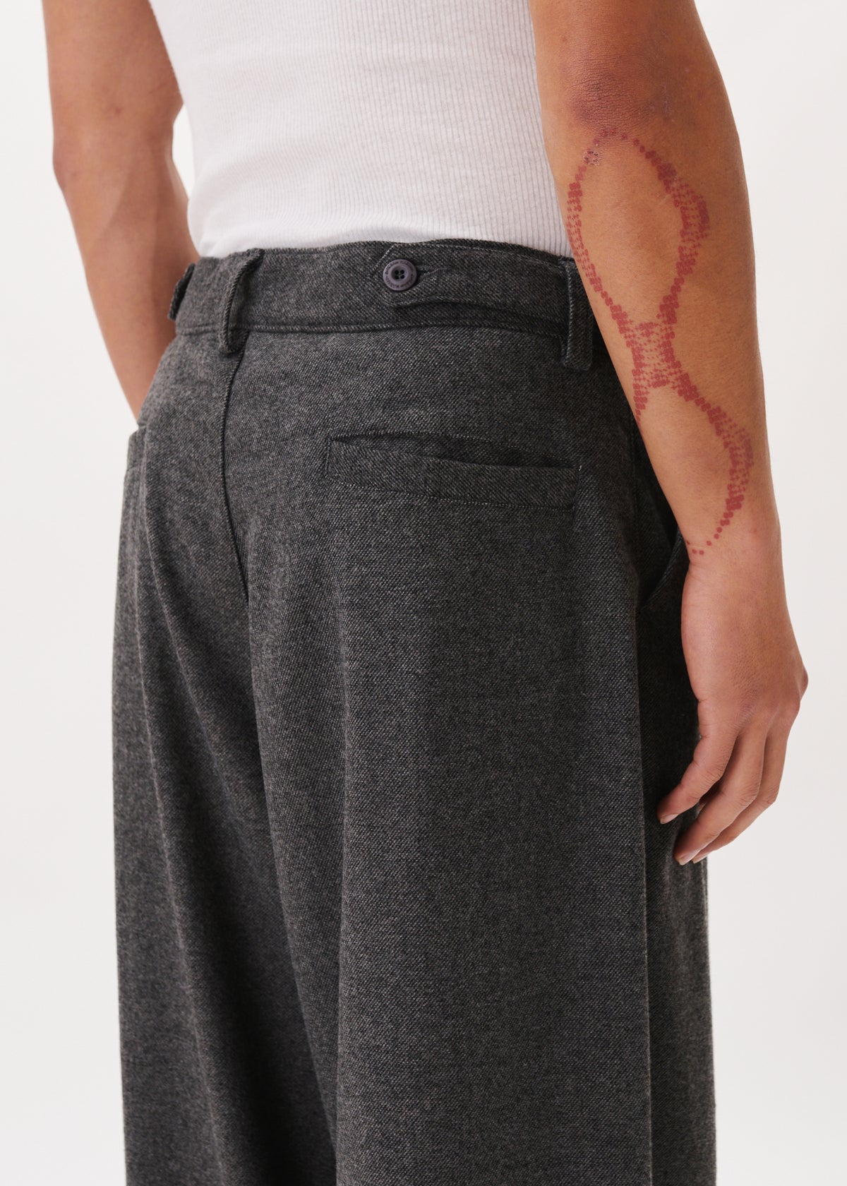 Side Button Wool Trousers